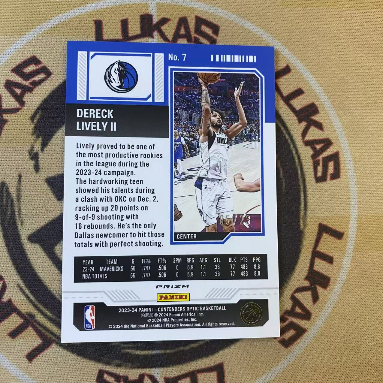 撸卡厮 Lukas 2324 球票 optic 独行侠 潜力新秀 莱弗利 DERECK LIVELY 新秀 23 编 新秀 碎冰折 新秀折 5/23(yyyj)