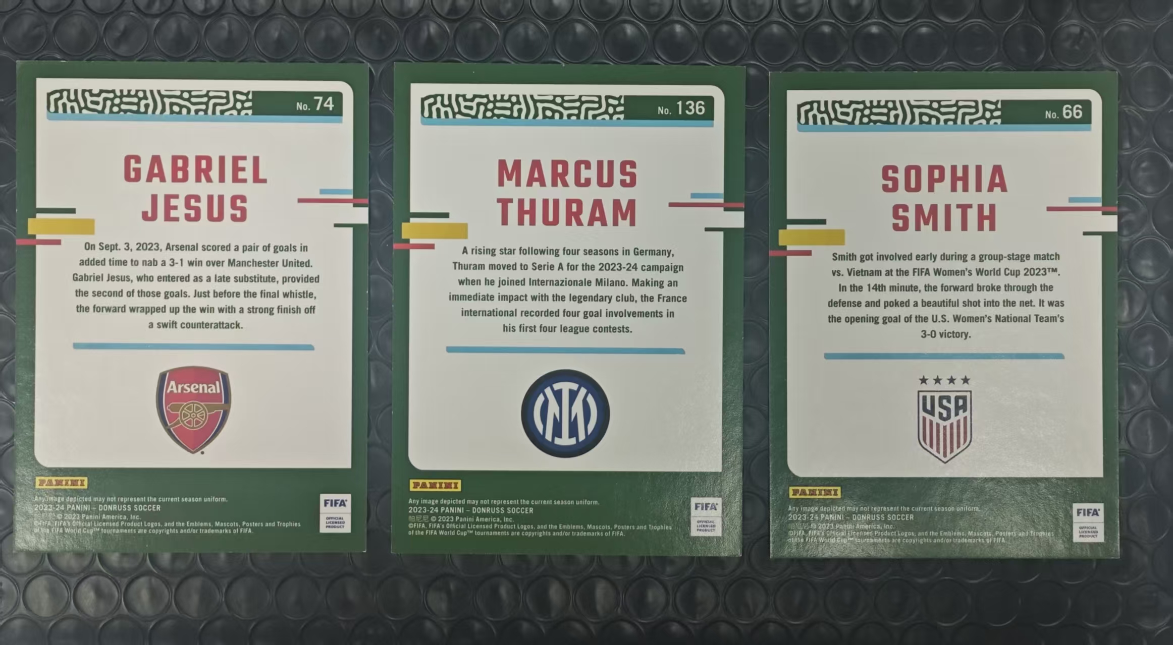 2023-24 Panini Donruss Marcus Thuram 杜蕾斯 热苏斯 图拉姆 索菲亚史密斯 D版 /199编 青瀑布折 折射 3张打包LOT 卡如图【原地起飞卡社】MVP11.6