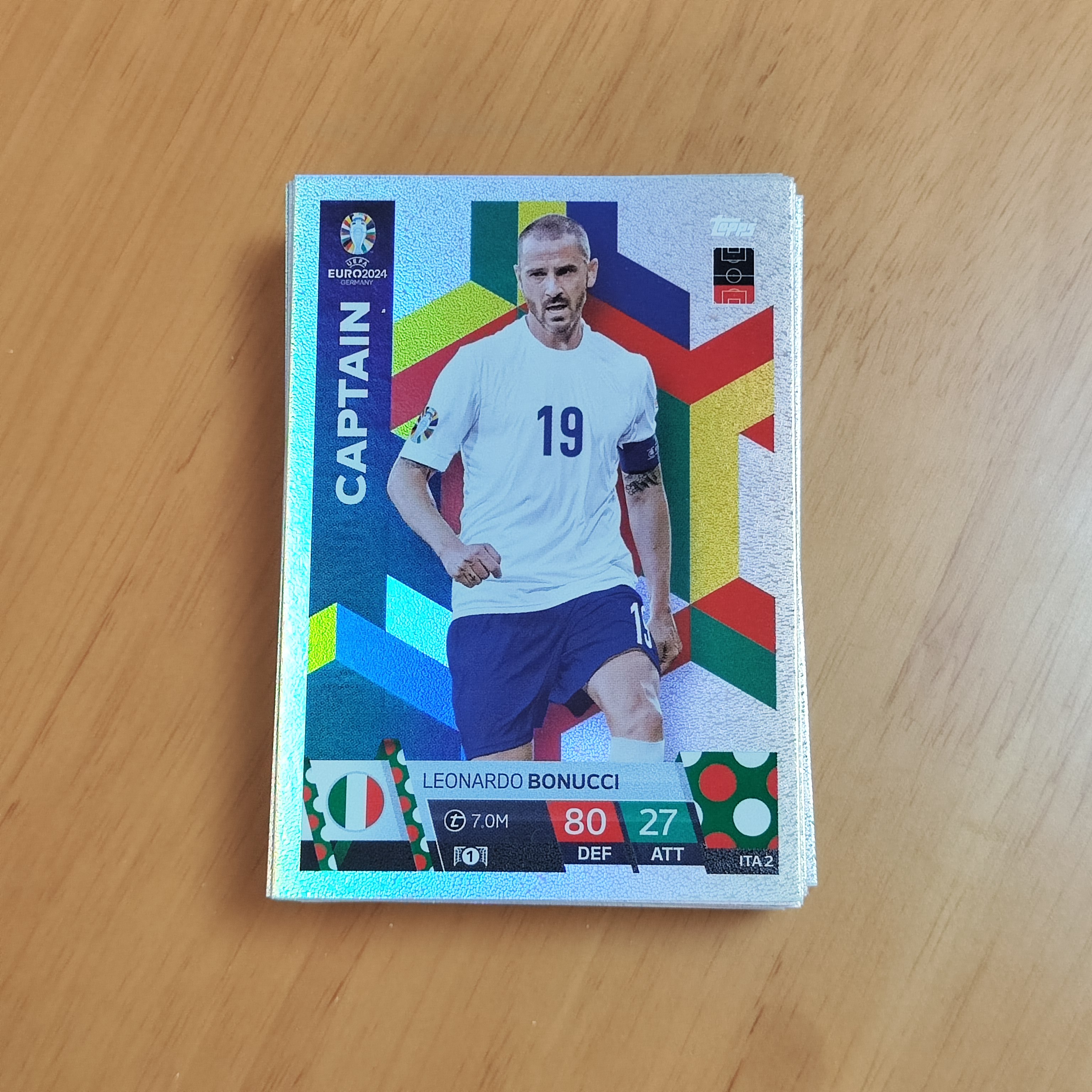 2024 【YM拍卖-代卖/回收】 topps Match Attax 欧洲杯 游戏版 银折 Leonardo Bonucci 莱昂纳多 博努奇 意大利  卡品如图 Y0055