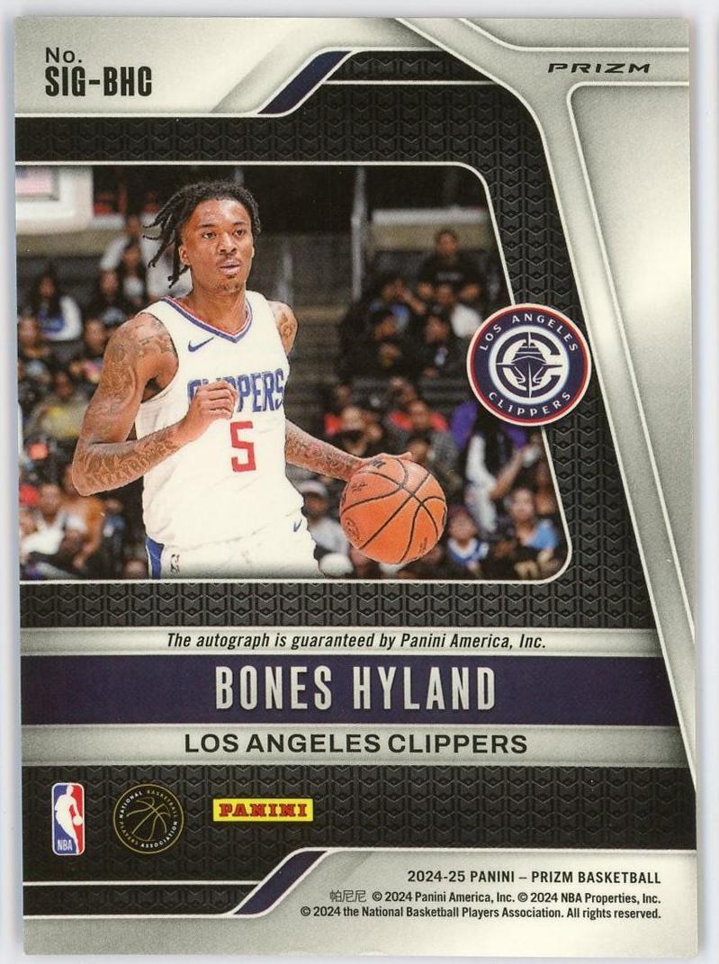 2024-25 Panini Prizm Bones Hyland RC 伯恩斯哈兰德 pz 签字 红圈圈折 折射 快船 骨头 卡品如图 0YQ3/11.16