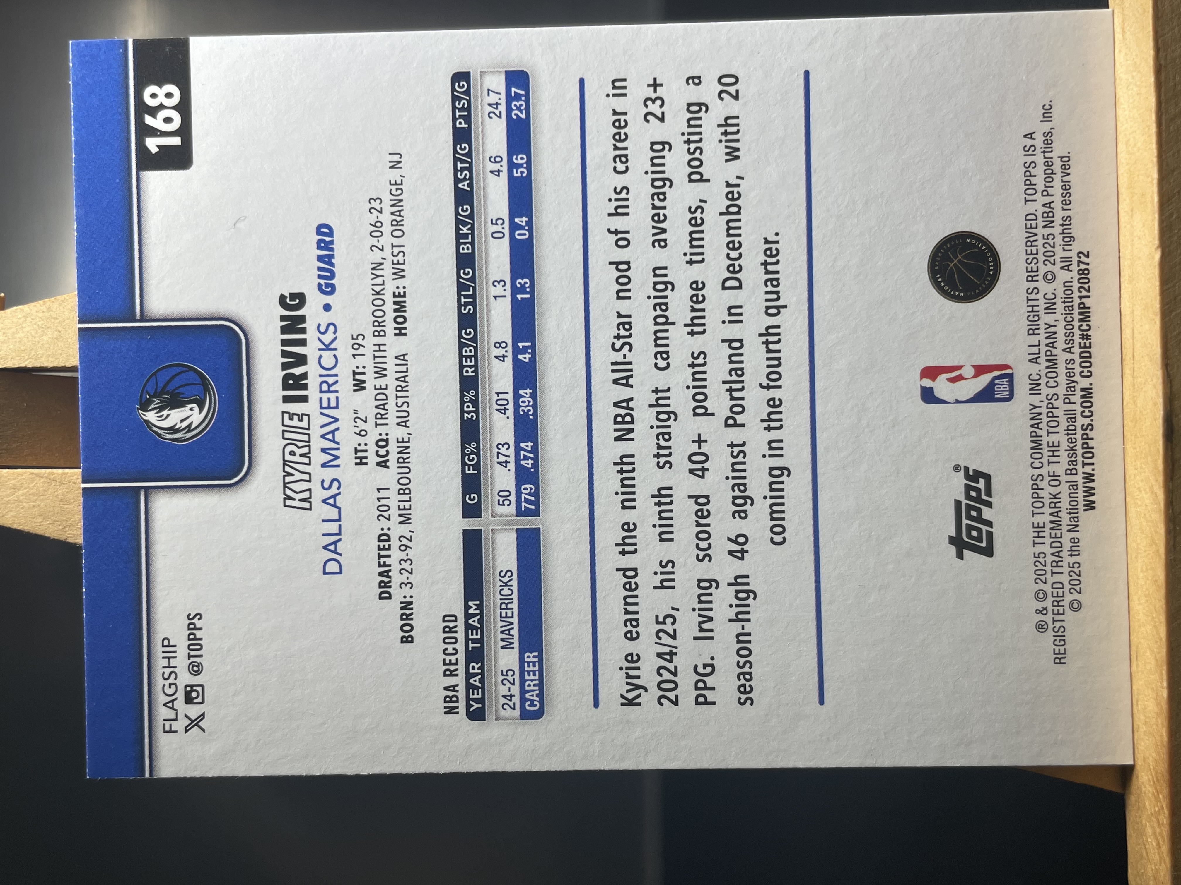 (A1) 2025 TOPPS BASE 末节终结者 欧文 欧神仙 独行侠 近期大热球星 收藏凑套必备 卡品如图 !!!