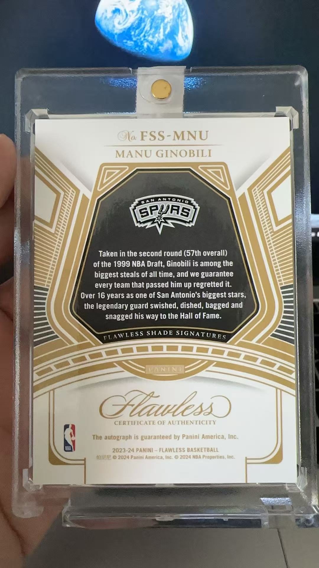 2023-24 Panini Flawless Manu Ginobili 手提 马刺 马努 吉诺比利 妖刀 签字 卡签 阴影签 25编 银平行 卡品如图【dad】