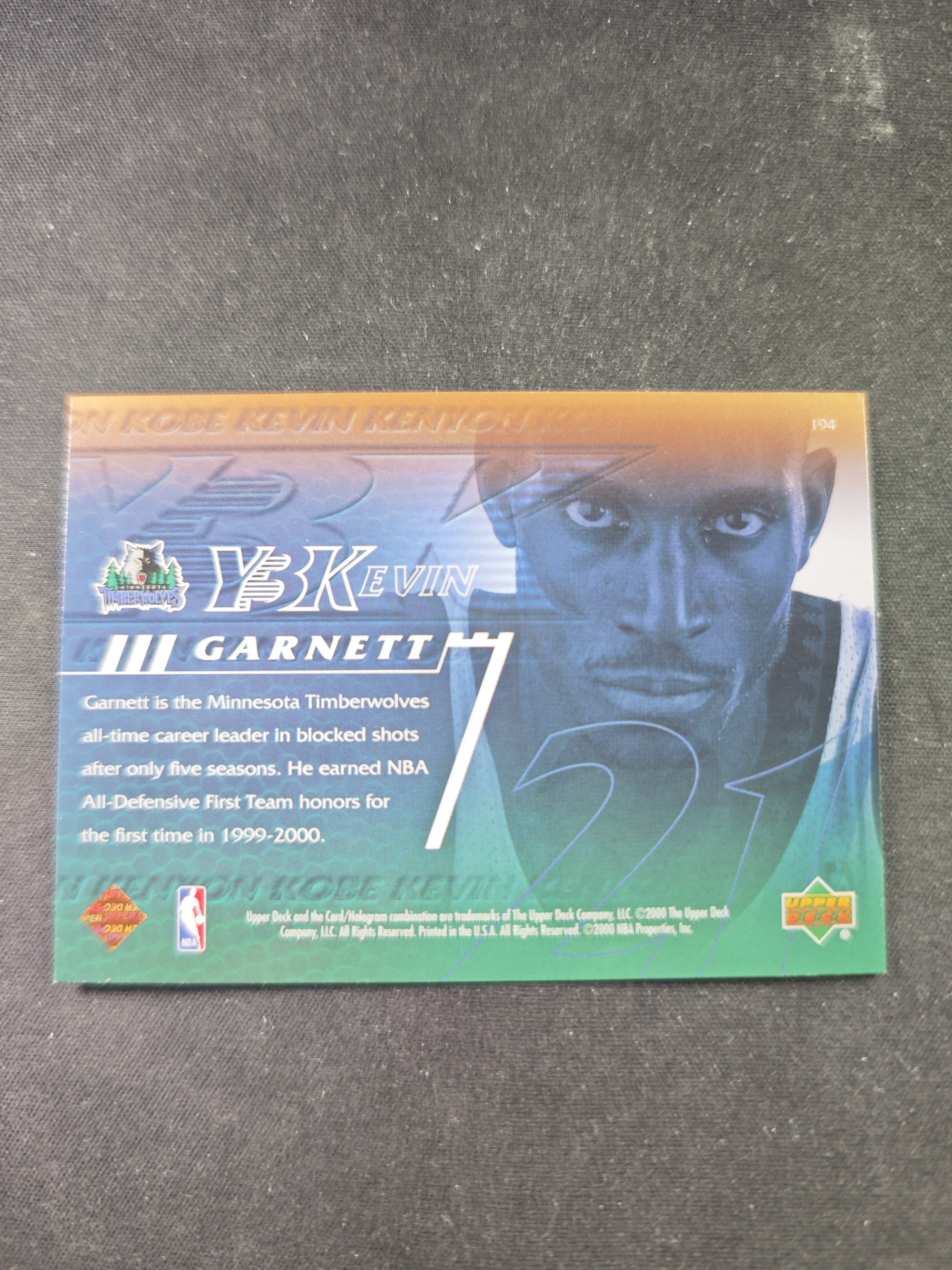 【蛤蟆特卖】凯文 加内特 狼王 2000 UD Y3K系列 领导力 得分 力量 防守 体质 经典五张套卡之一 绝版好卡 稀有老特 边角微瑕 卡品如图 专收必备!