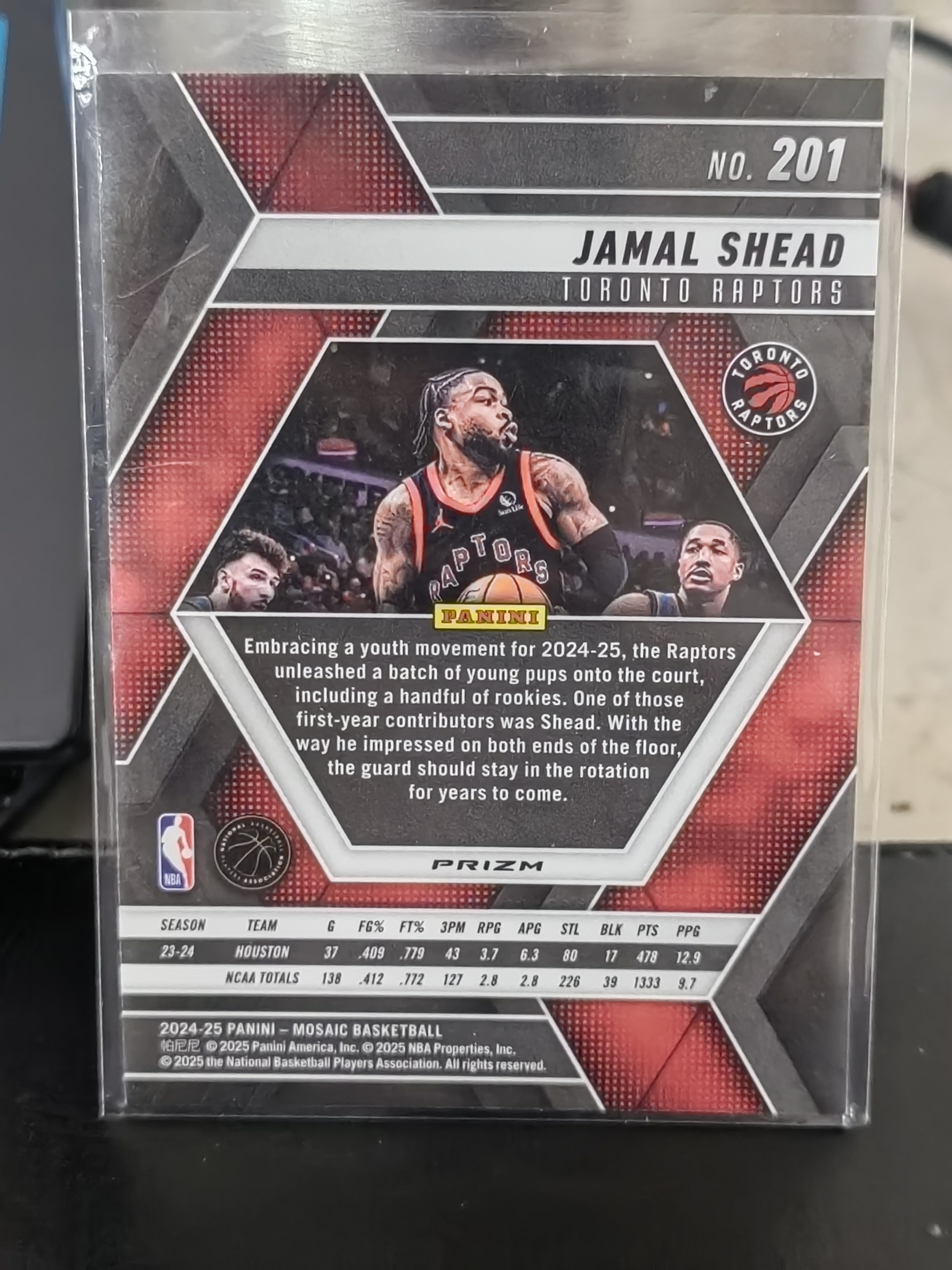 2024-25 Panini Mosaic Jamal Shead RC 马赛克 谢德 贾马尔 猛龙 新秀 银折 银格子折 篮 白边白角 不保卡品 卡品如图