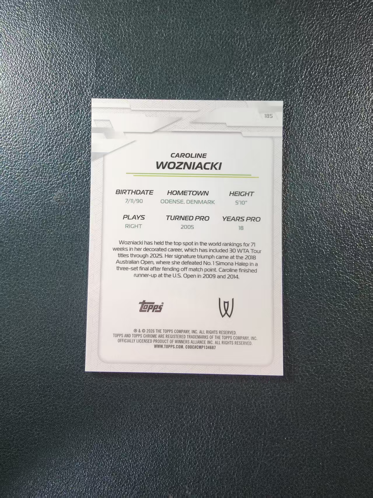 2026 Topps Chrome Caroline Wozniacki 【柠檬拍卖】卡罗琳 沃兹尼亚奇 3/25编 橙折 折射 网球 TC 微瑕如图 #020