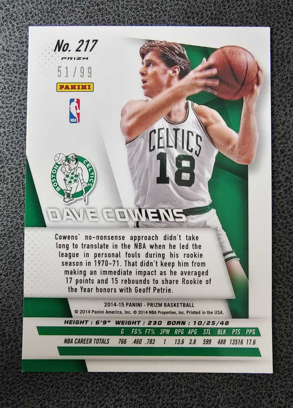 凯尔特人 戴夫 考恩斯 51/99蓝折带队 五张折射打包 凑套必备 卡品如图