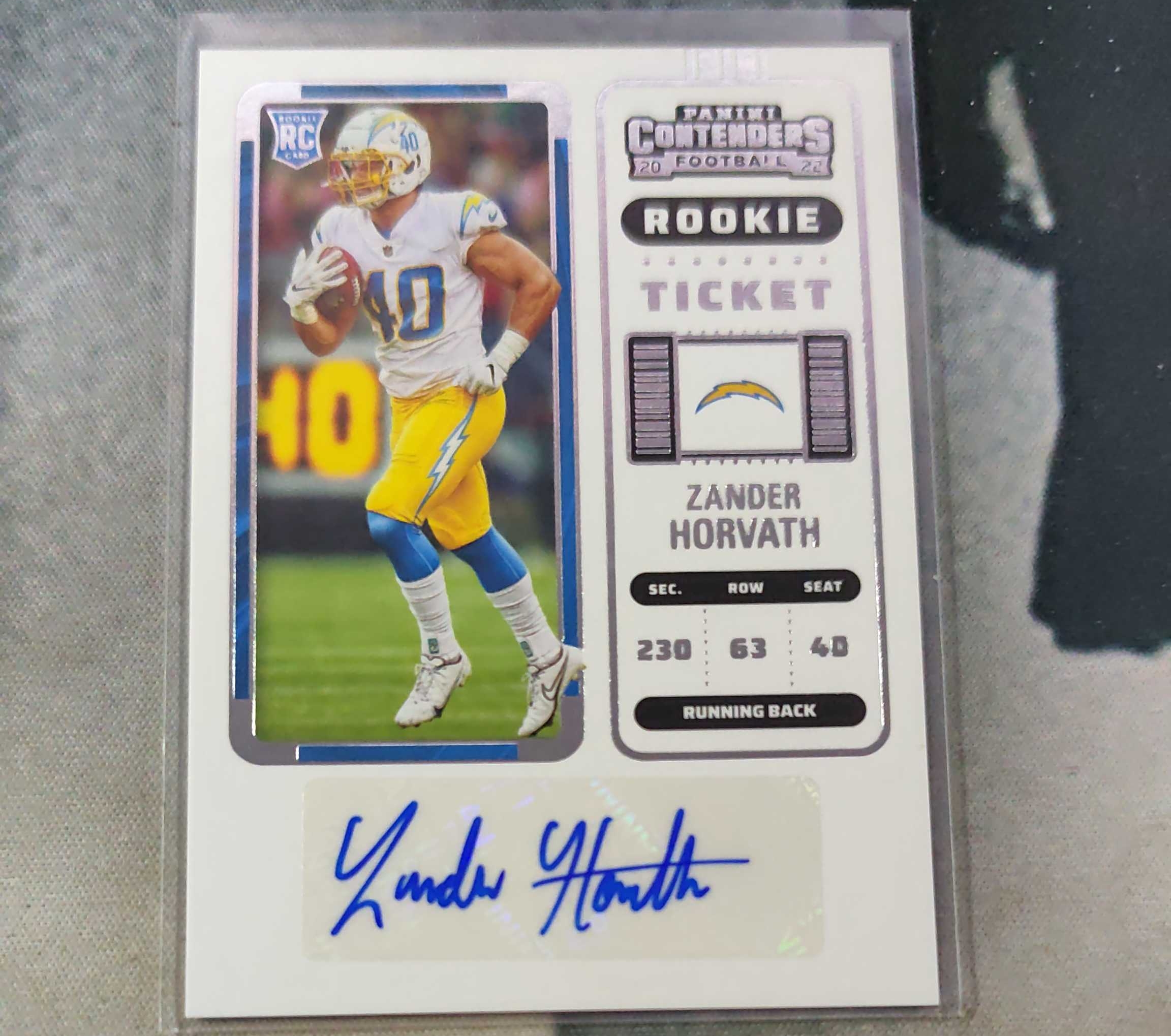 2022 Panini Contenders Zander horvath RC 不累计不到付!闪电 新秀 跑卫 球票签字 非常好看 收藏必备