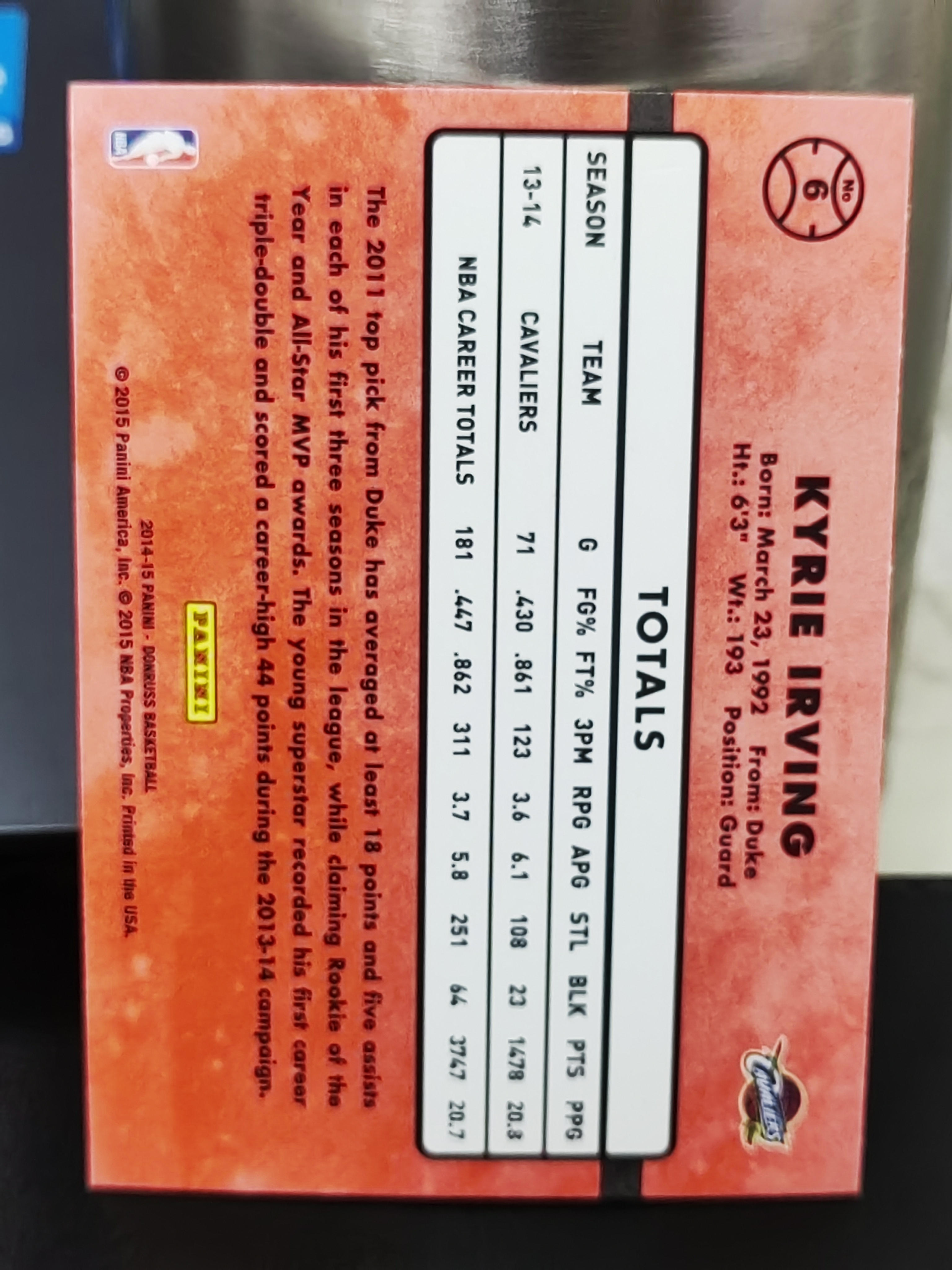 2014-15 Panini Donruss Kyrie Irving 杜蕾斯 凯里欧文 骑士 篮 白边白角 不保卡品 卡品如图