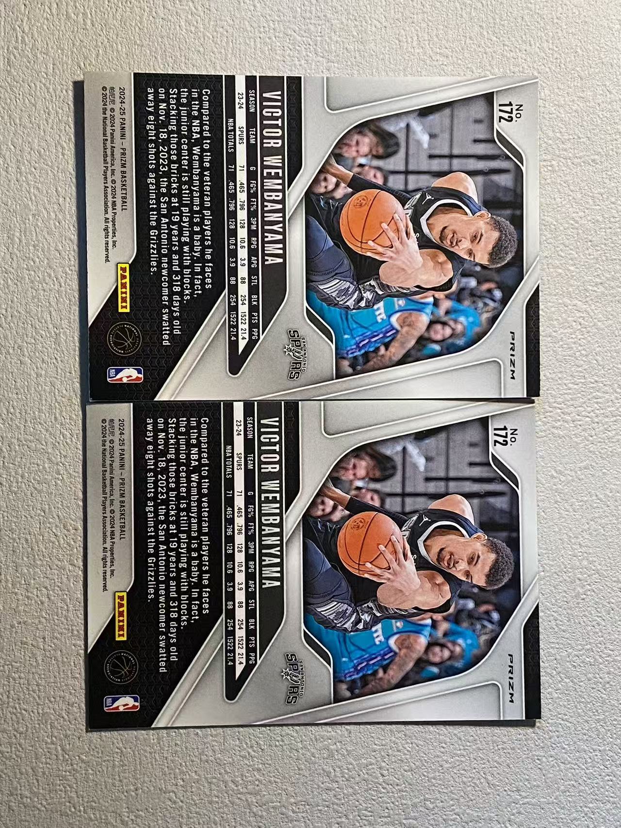2024-25 Panini Prizm Victor Wembanyama pz 马刺 文班亚马 状元 大比例 粉碎冰折 折射 2张打包 收藏必备 第三组