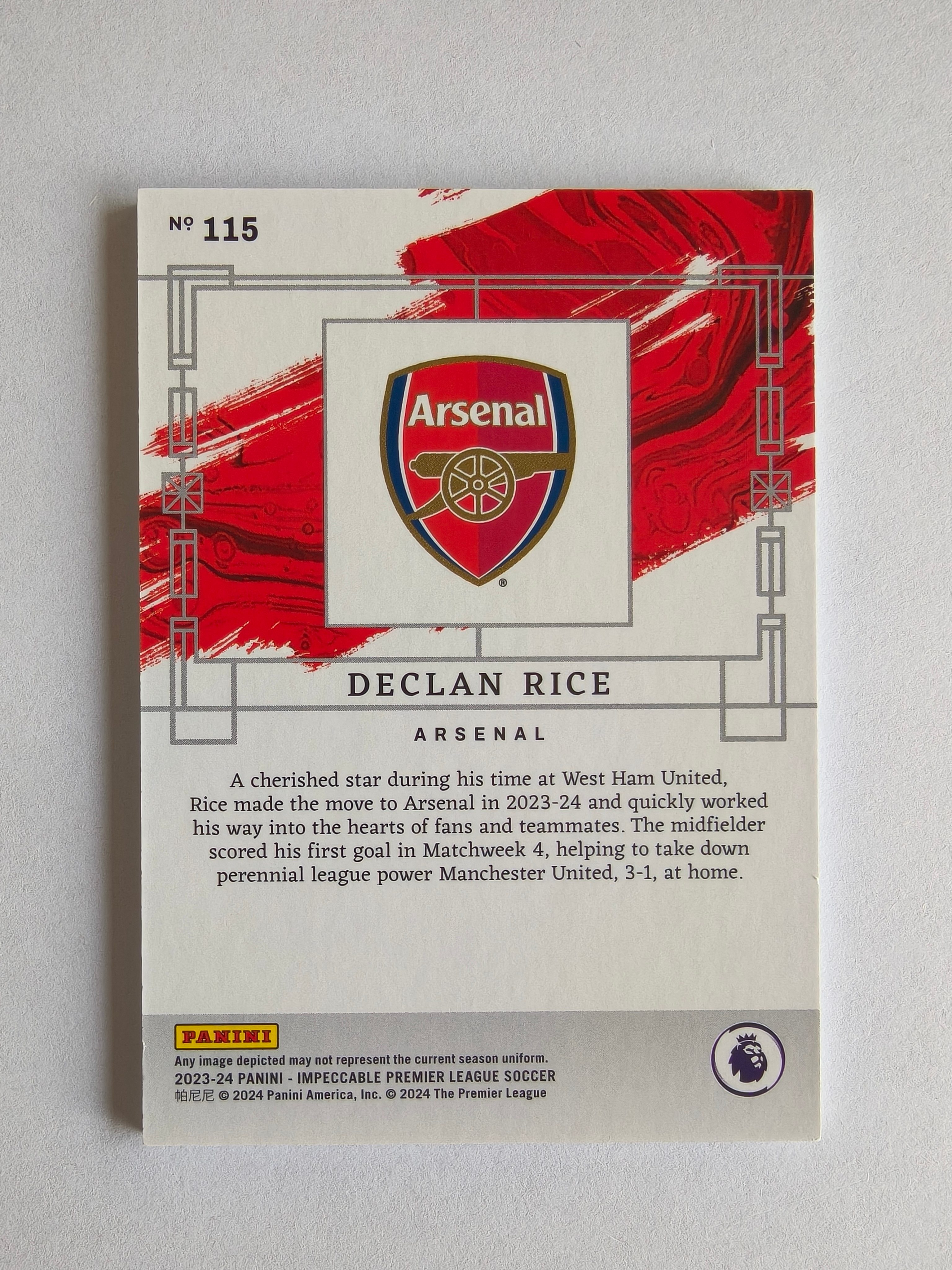 2023-24 Panini Impeccable Declan Rice 英超 小真金 阿森纳 金平行 10编 德克兰 赖斯 超低编 首编 收藏必备 卡品如图 TY568