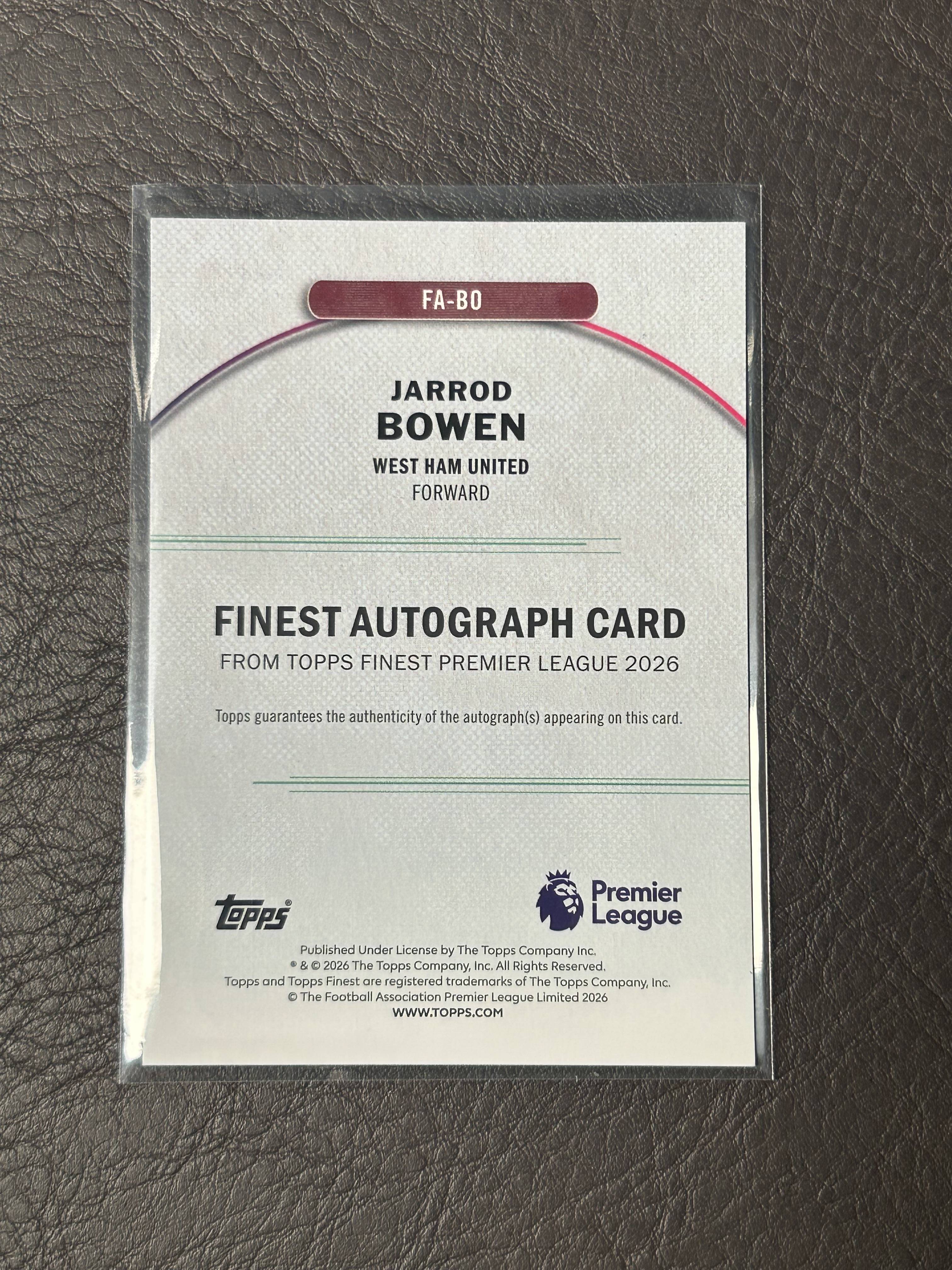 2026 Topps Finest Jarrod Bowen #FA-BO 英超 西汉姆联 豹纹 鲍文 蓝折 /150编