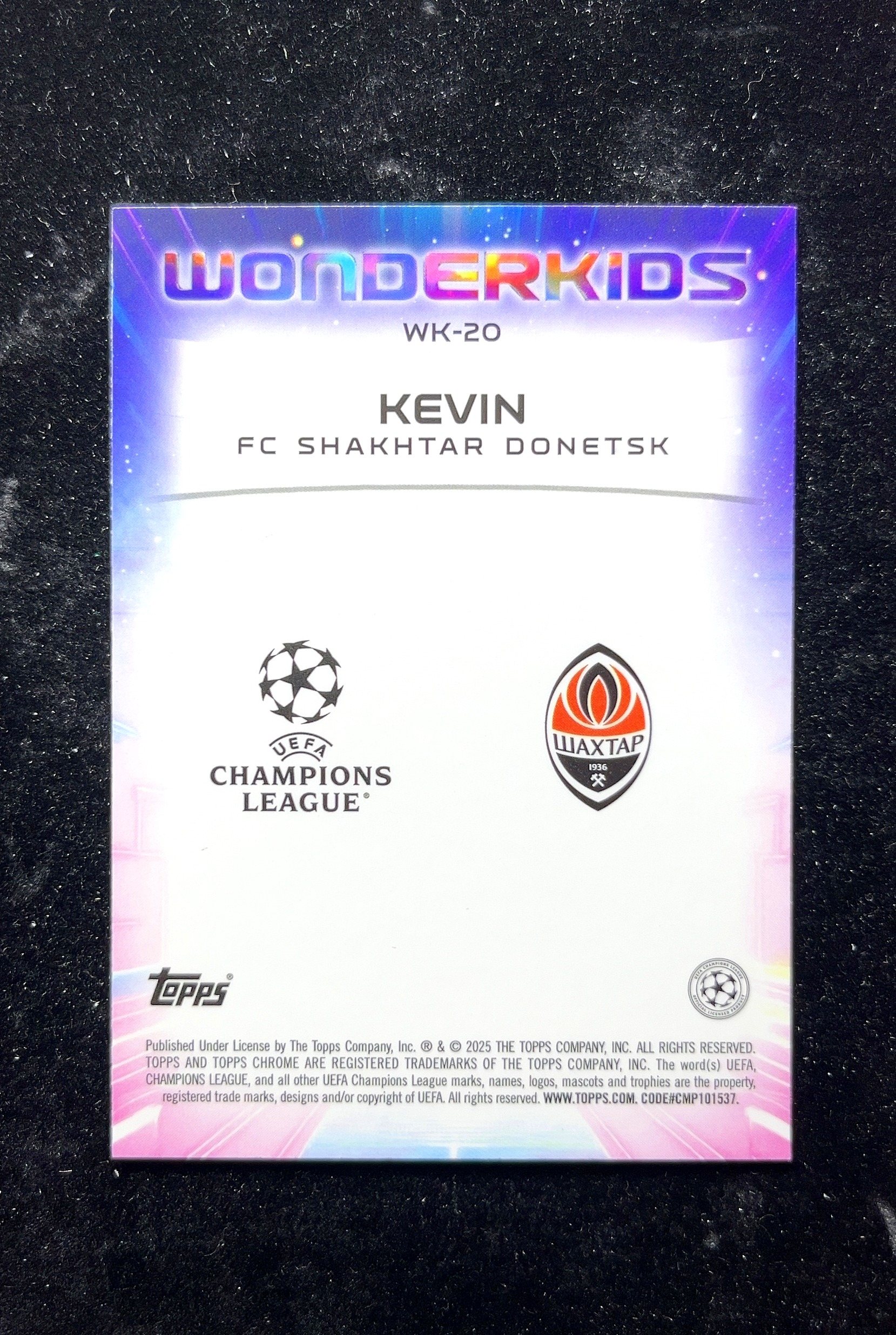 【小白1%代卖】2025 Topps Chrome Wonderkids神奇小妖特卡 Kevin 凯文 紫折 折射 新秀 RC 卡品如图 高价值 #WK-20 FC Shakhtar 0629