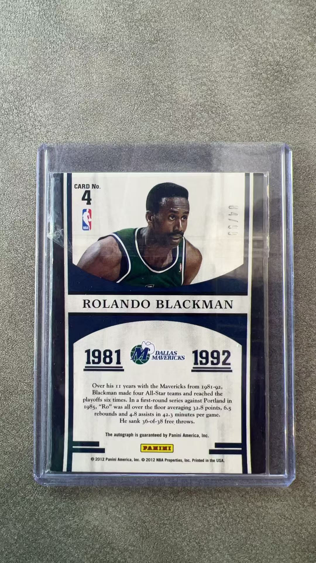 6556【330球星卡实体店代卖】2012 帕尼尼 Limited 雷米特 罗兰多 布莱克曼 Rolando Blackman 小牛 84/99编 签字 卡签 AUTO 仅顺丰寄付(UK23)