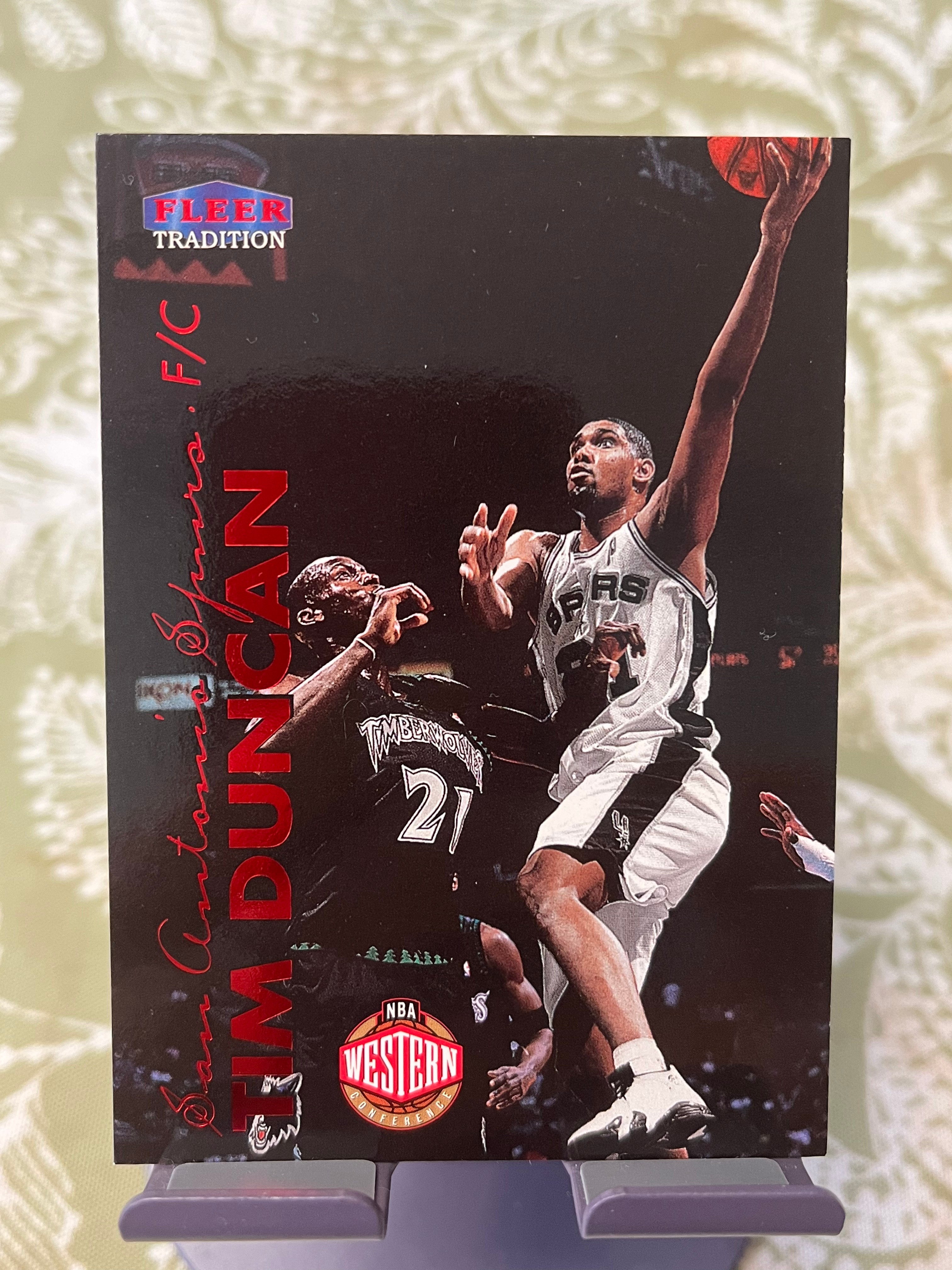 1999 Fleer 老卡 老特 Tim Duncan 蒂姆 邓肯 石佛 马刺【西部全明星 对决加内特 红标】【边角瑕疵如图 介意勿拍】#1190