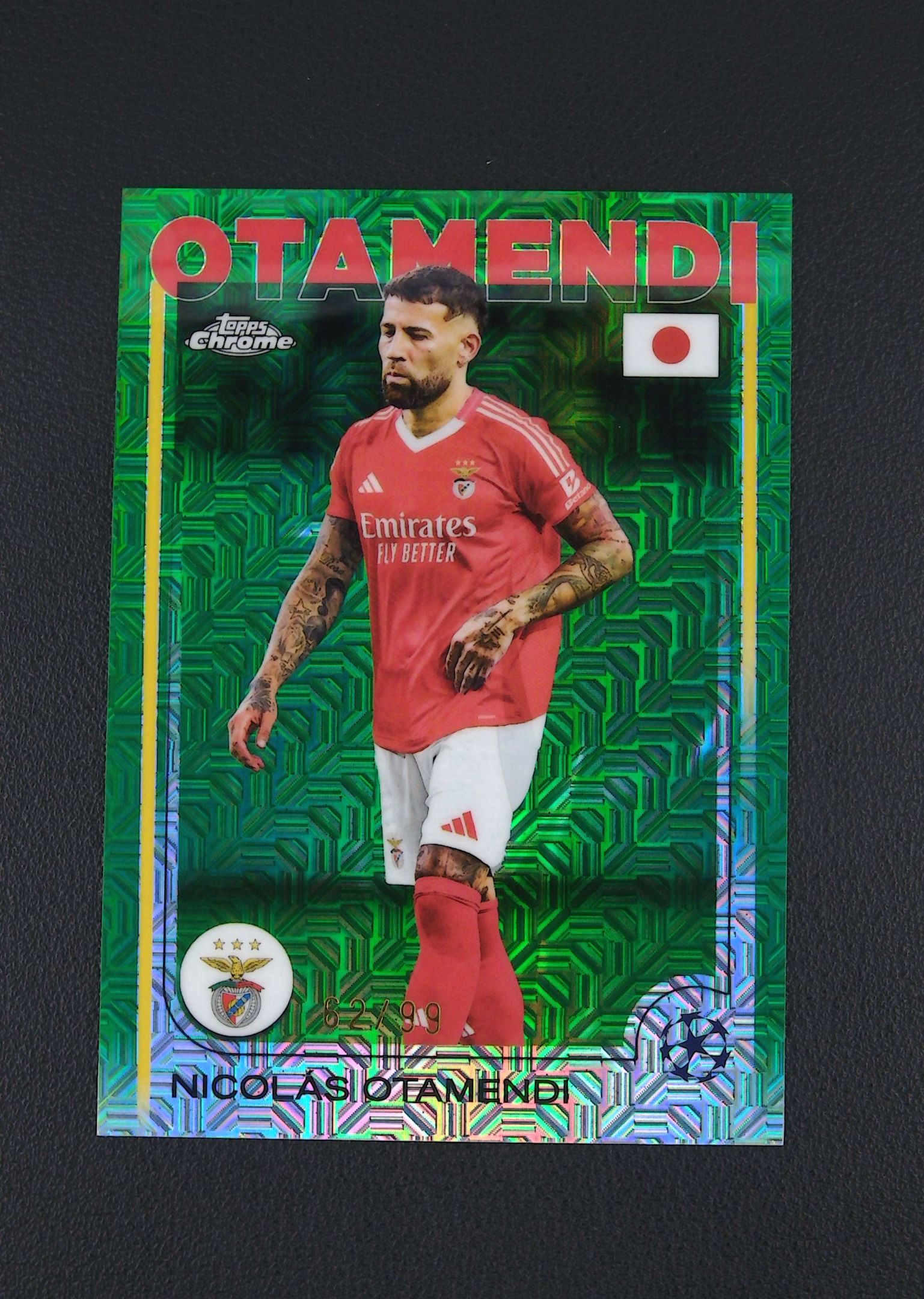 2024-25 Topps Chrome Nicolas Otamendi 多米拍卖 （Owen.C） 尼古拉斯 奥塔门迪 绿迷宫折 62/99编 本菲卡 欧战樱花 卡品如图 收藏佳品