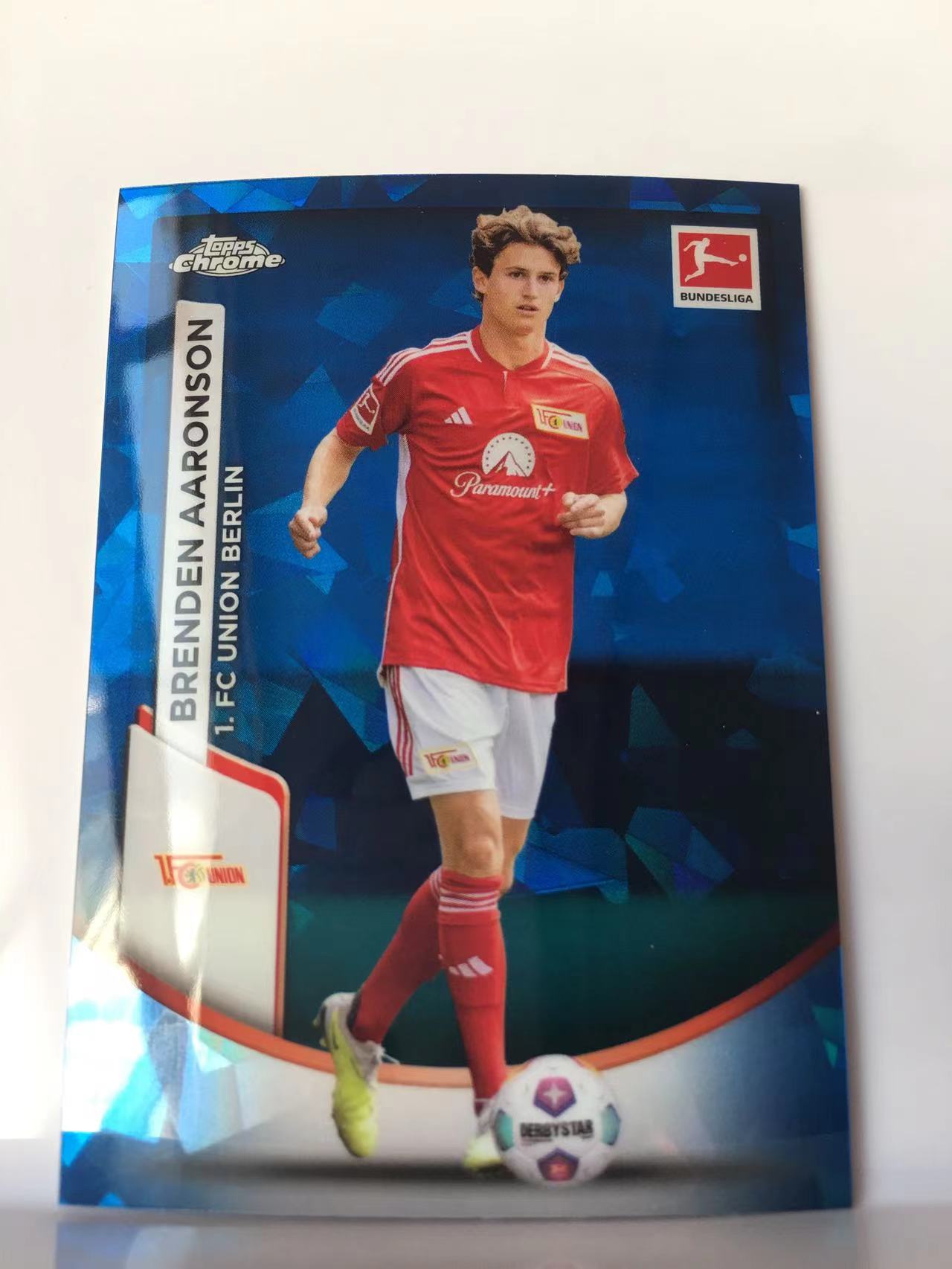 2024 Topps Chrome Brenden Aaronson 柏林联合 阿伦森 阿隆森  蓝宝石 蓝碎冰折 德甲 卡品如图 C028F