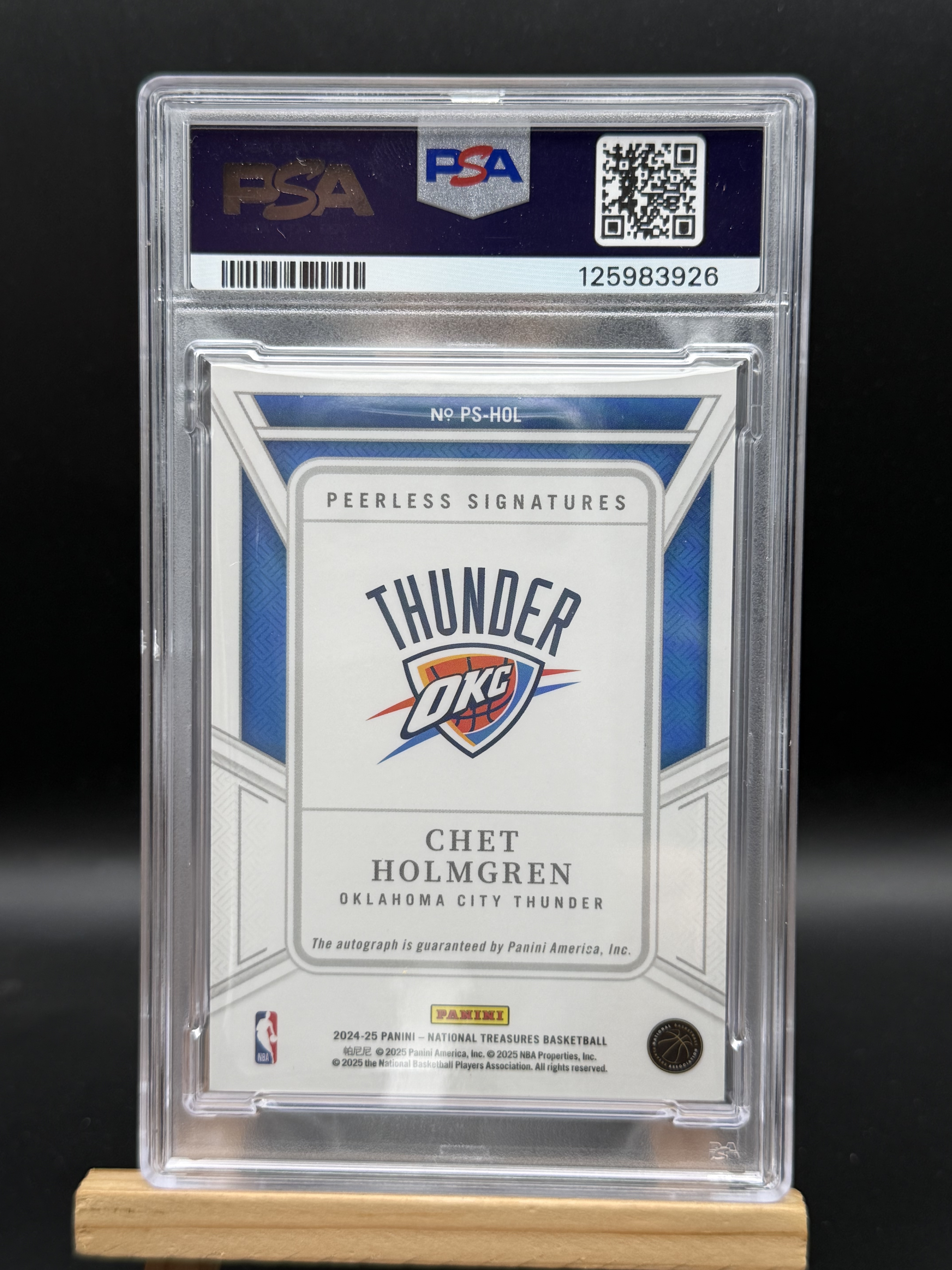 2024 Panini National Treasures Chet Holmgren 切特 霍姆格伦 雷霆 国宝 peerless 无双 25编 铜折 卡签 签字 PSA8分