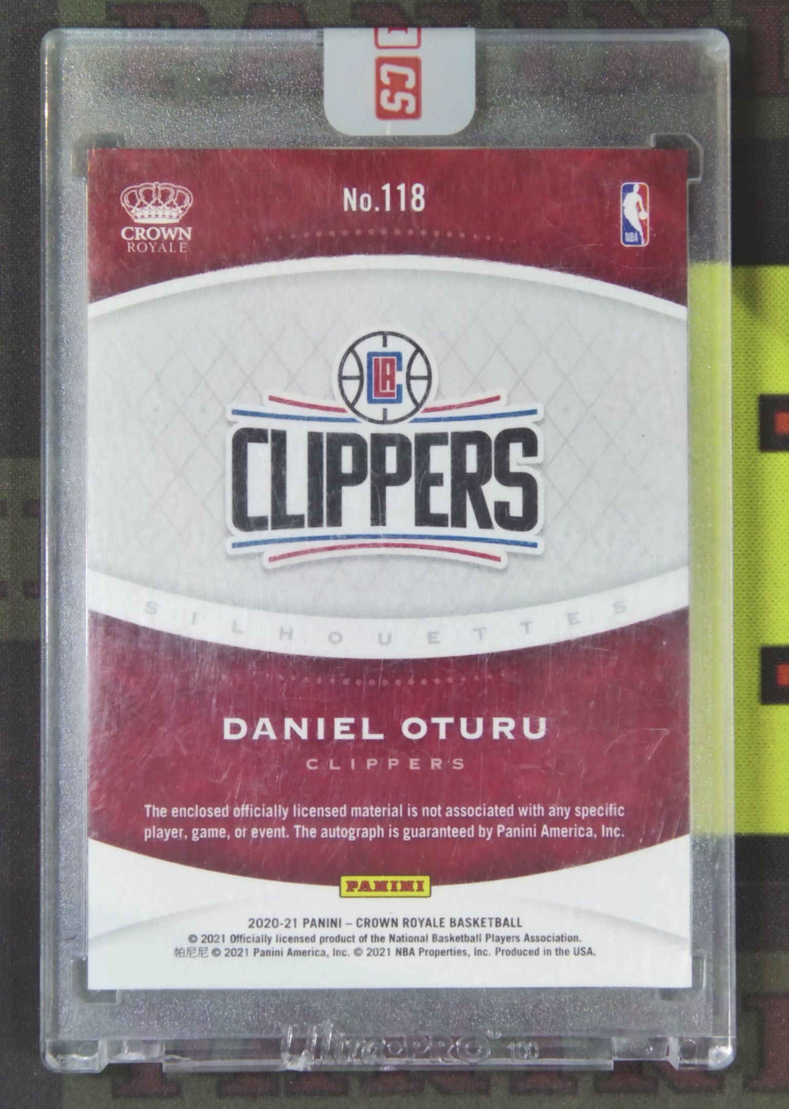 2020-21 Panini Crown Royale Daniel Oturu RC Nirvana Project 丹尼尔 奥图鲁 快船 新秀 15/25 RPA 皇冠 原封砖 卡品如图zz001