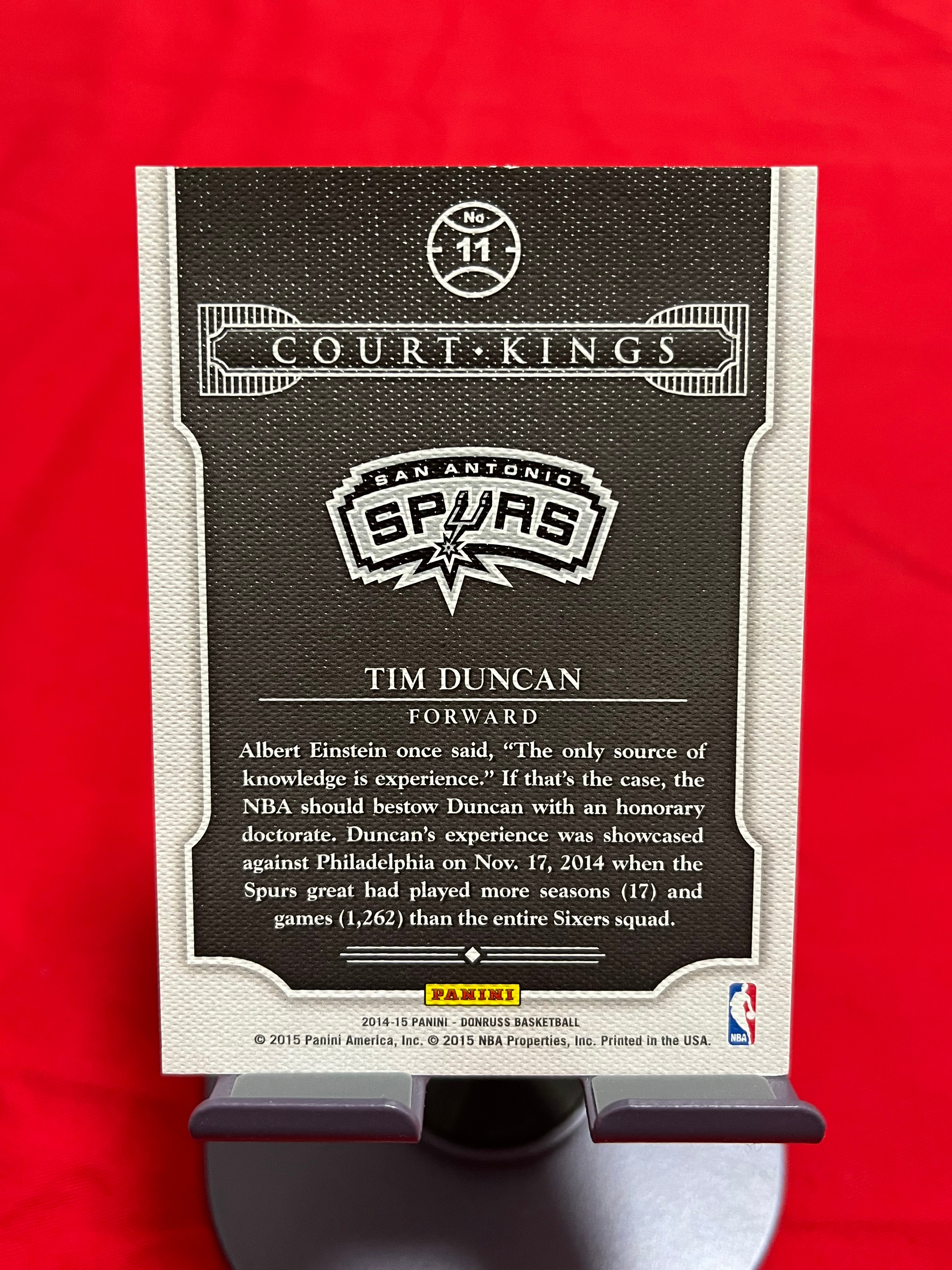 2014-15 Panini 老卡 老特 Tim Duncan 蒂姆 邓肯 石佛 马刺【带编 049/199 紫标 油画 COURT KINGS】【边角瑕疵如图 介意勿拍】#1119