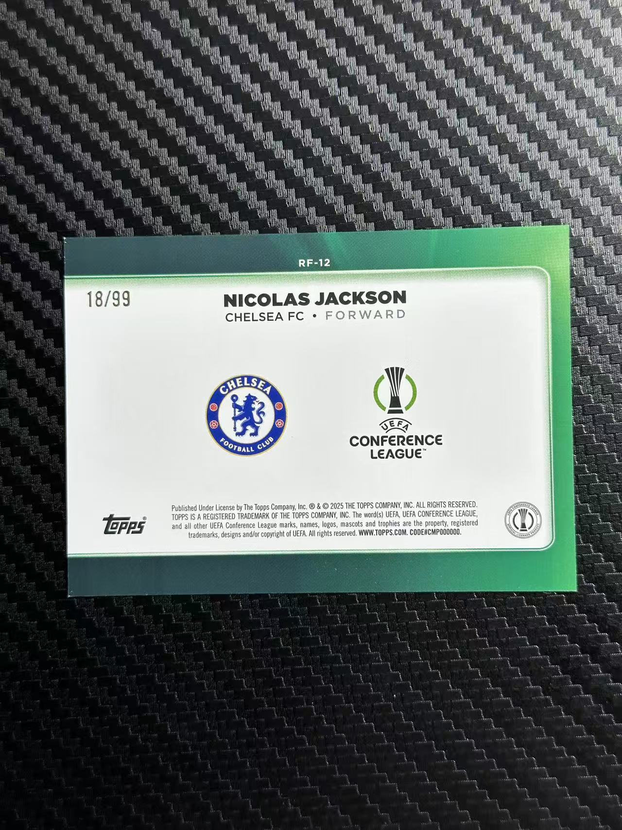 2025 Topps UCC NICOLAS JACKSON 尼古拉斯 杰克逊 塞内加尔 切尔西 欧冠 18/99编 绿折 折射 Trophy Chasers 奖杯追逐者 特卡 卡品如图 拍前看描述