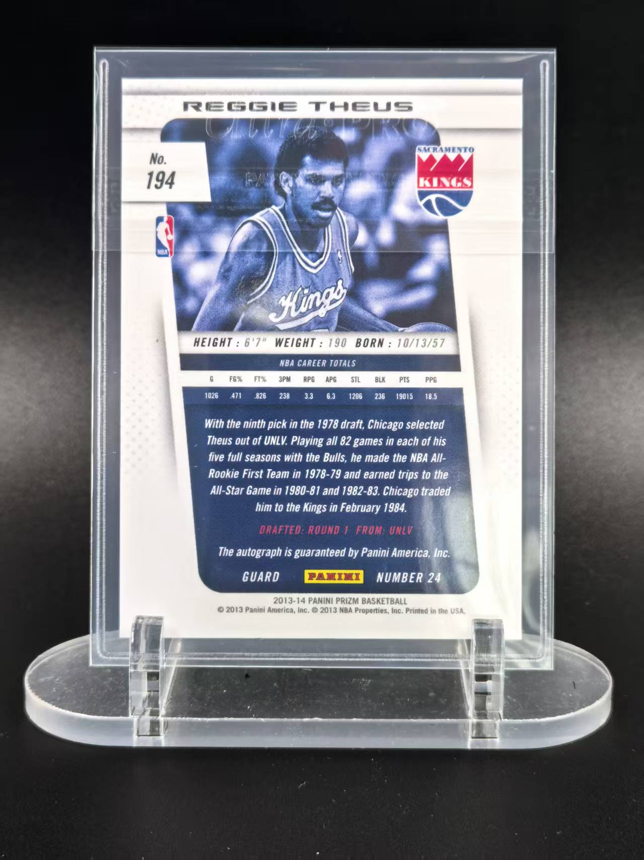 2013-14 Panini Prizm Reggie Theus #194 雷吉 瑟斯 国王名宿 签字