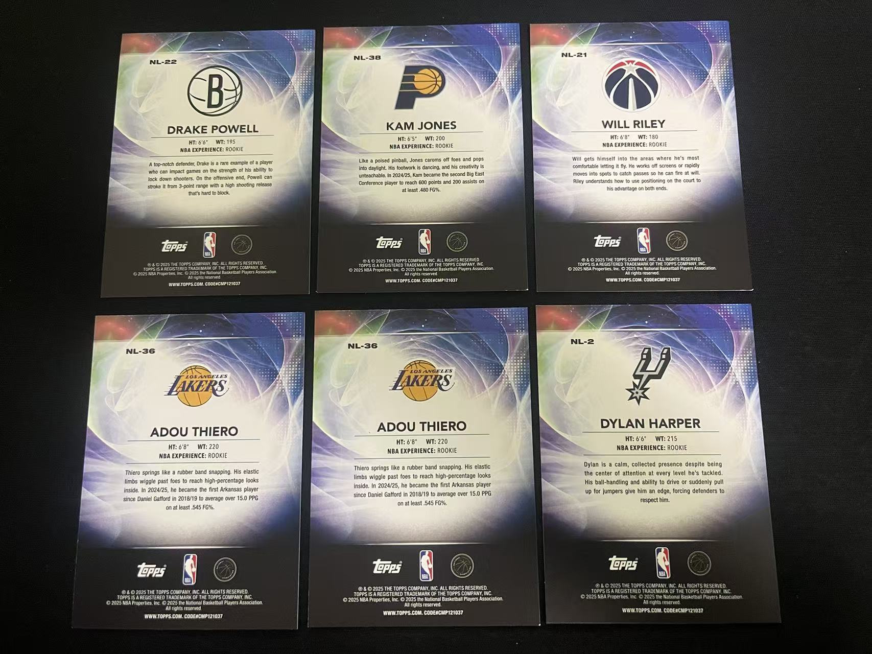 2025 Topps Flagship RC lot 德雷克-鲍威尔 卡姆-琼斯 威尔-莱利 阿杜-蒂耶罗 迪兰-哈珀