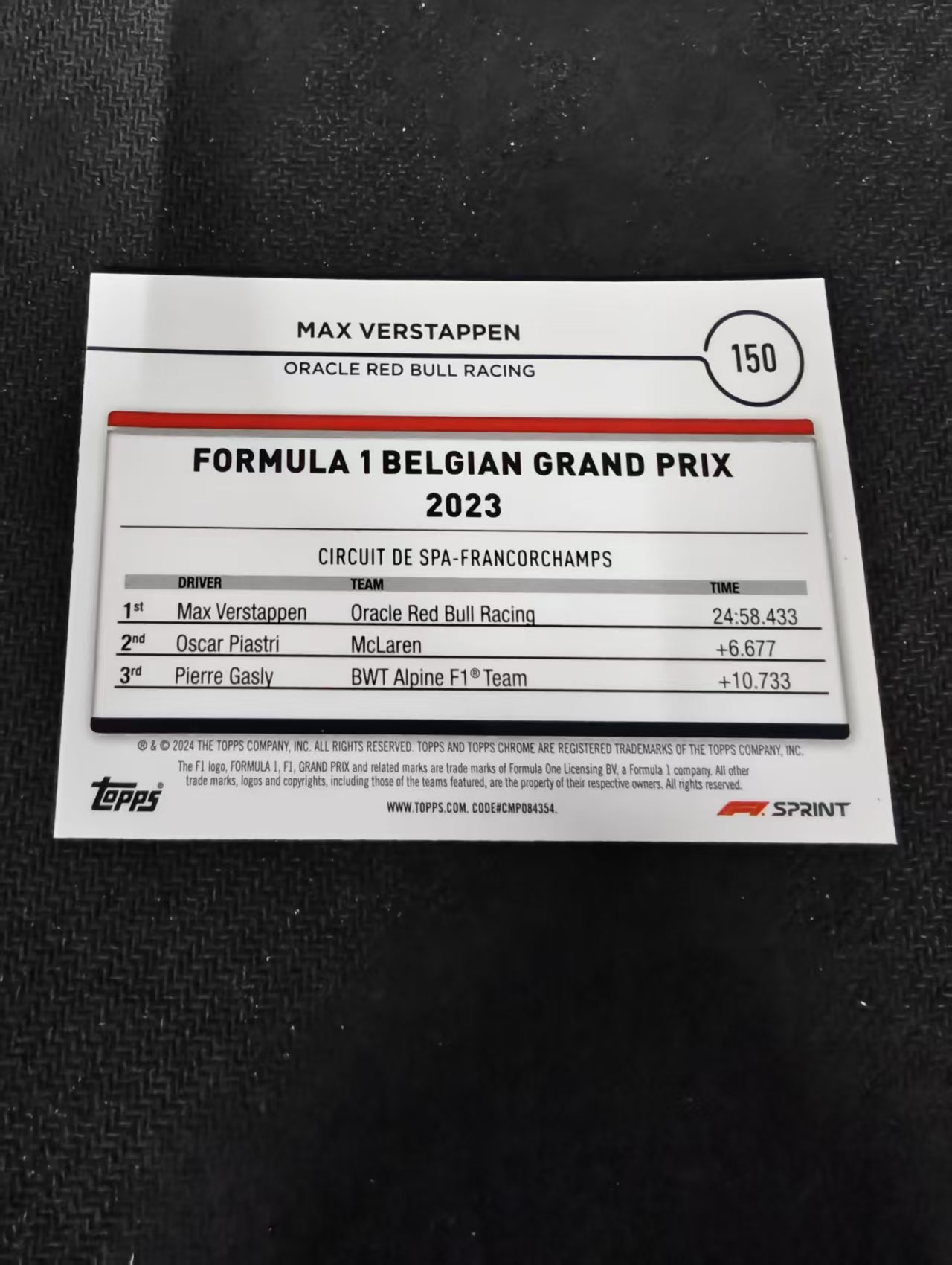 2024 Topps Chrome F1 Max Verstappen 维斯塔潘 红牛 划痕 边角瑕疵 #150