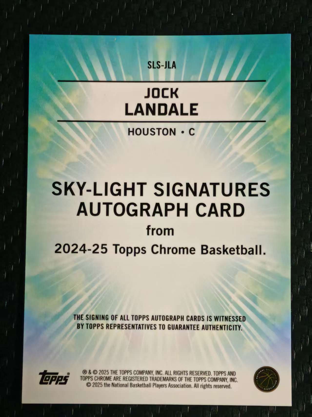 2024-25 Topps Chrome Jock Landale 【灯灯拍卡】 乔克 兰代尔 签字 天空签 火箭 收藏必备(LSY)预