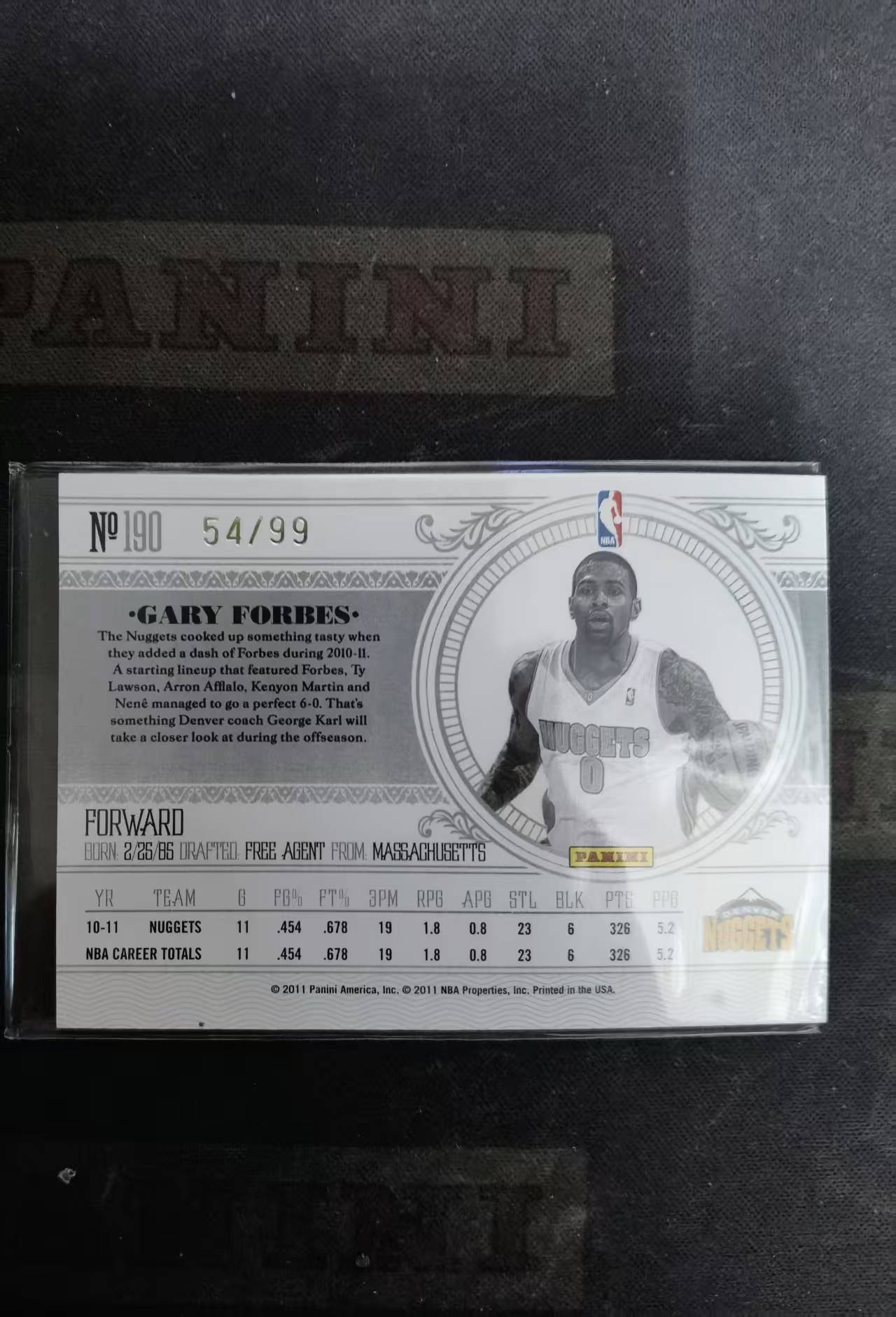 【DLDL拍卖】NATIONAL TREASURES GARY FORBES 加里 福布斯 限编54/99 【卡边角表面见图】