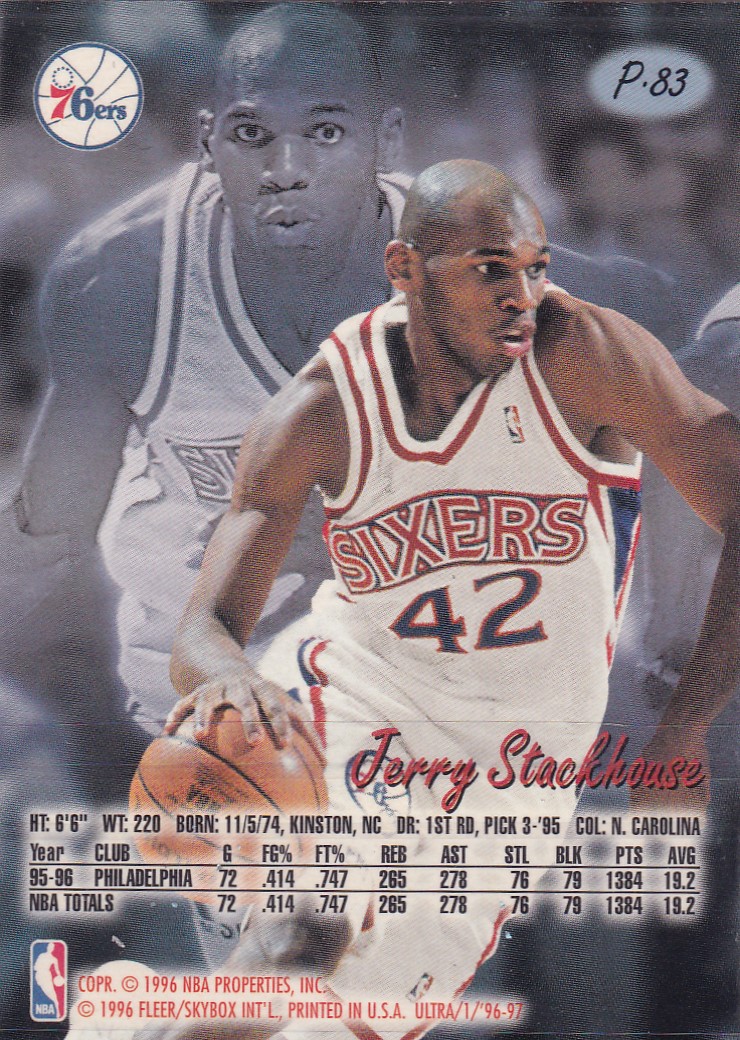 【thebighit】不累计TTB.96-97 Fleer Ultra 斯塔克豪斯 白金 大比例 特卡 老特 经典老卡