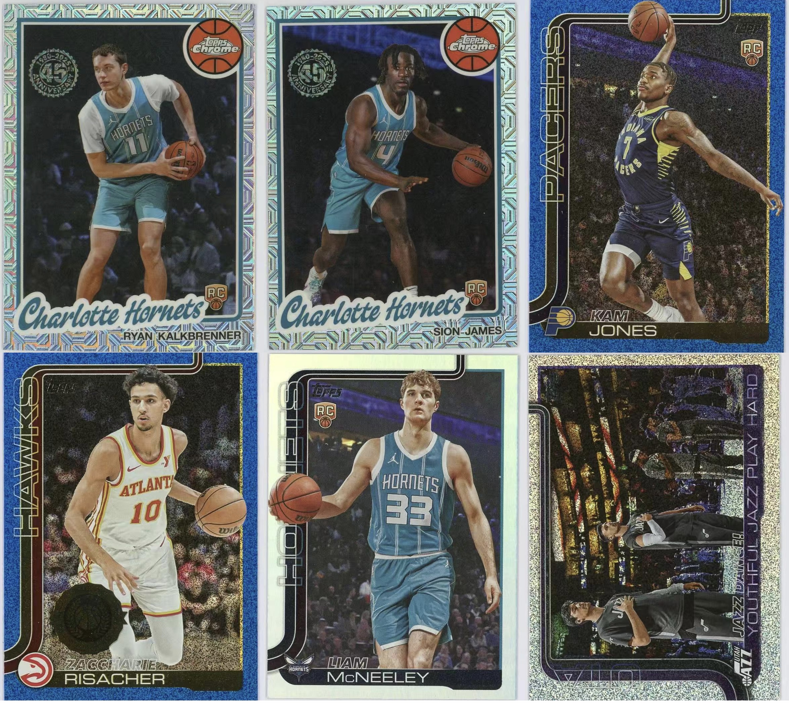 2025-26 Topps Flagship lot RC 瑞安卡尔克布伦纳 西恩詹姆斯 扎卡里里萨谢 等球员 新秀 银mojo折 蓝闪折 折射 lot 6张打包 卡品如图 1BL6/11.27