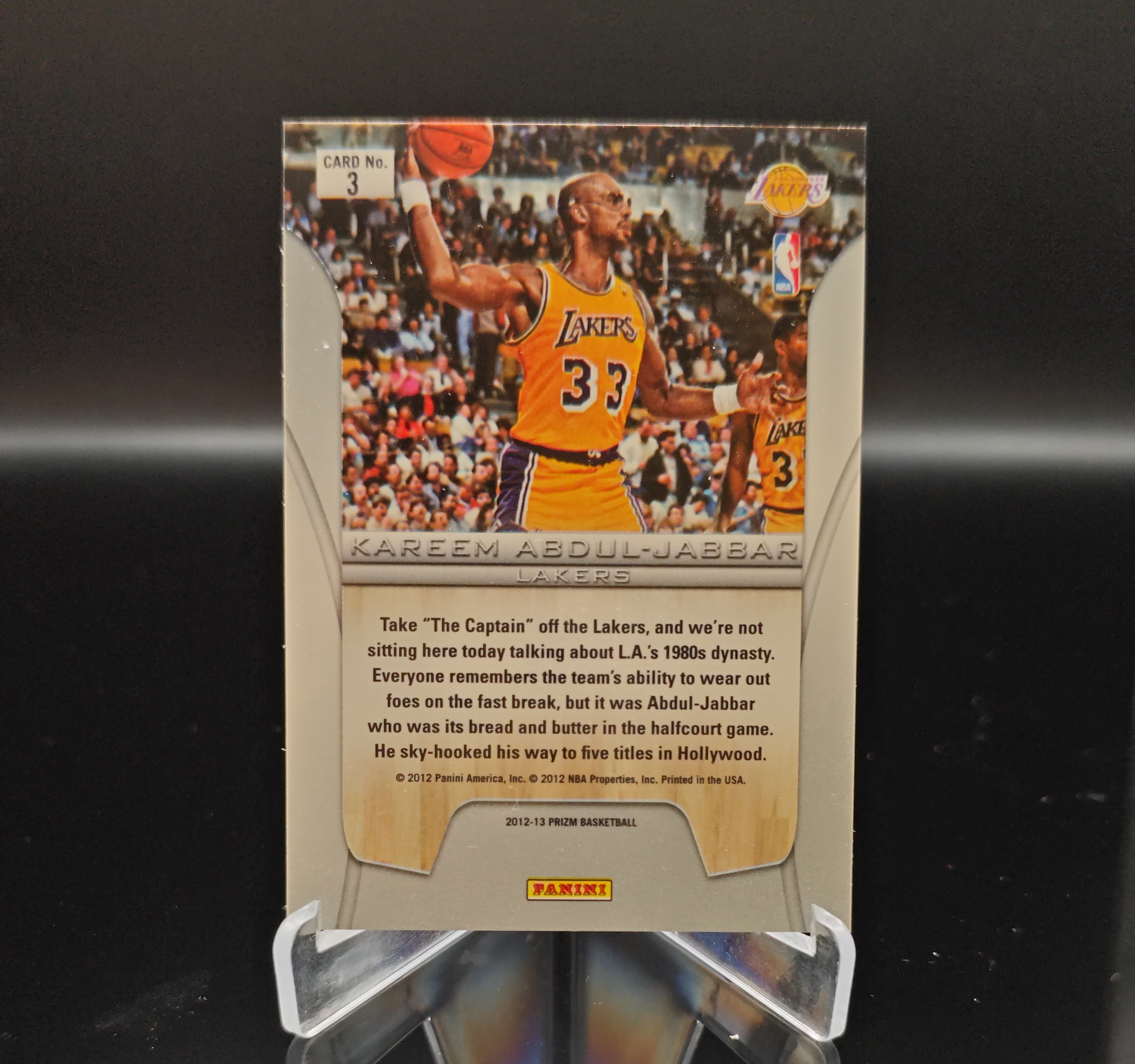 2012-13 Panini Prizm Kareem Abdul-Jabbar #3 天勾 洛杉矶湖人 卡里米阿卜杜贾巴尔 卡品如图