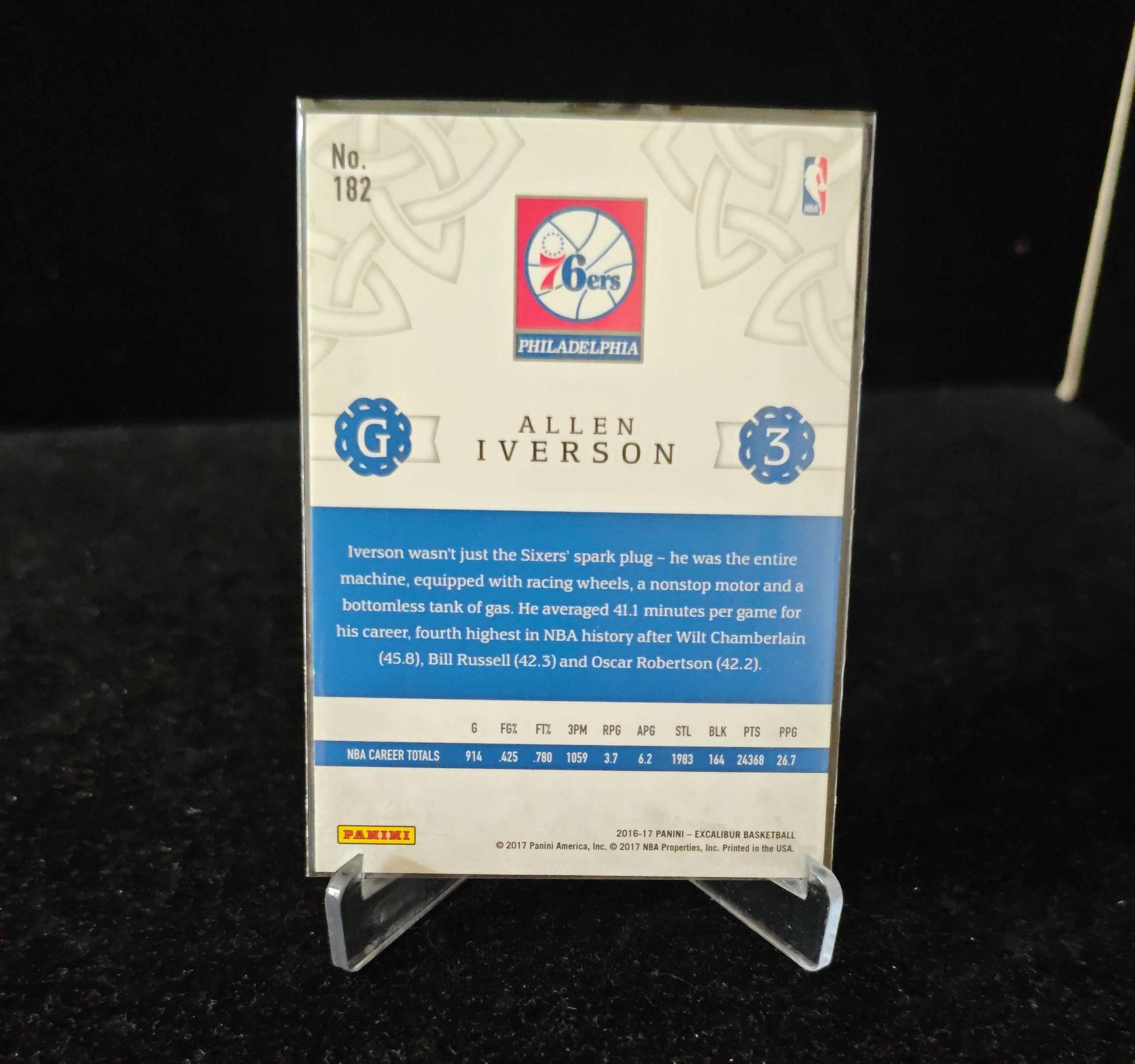 2016-17 Panini Excalibur Allen Iverson #182 ai 答案 阿伦 艾弗森 费城76人 圣剑 卡品如图