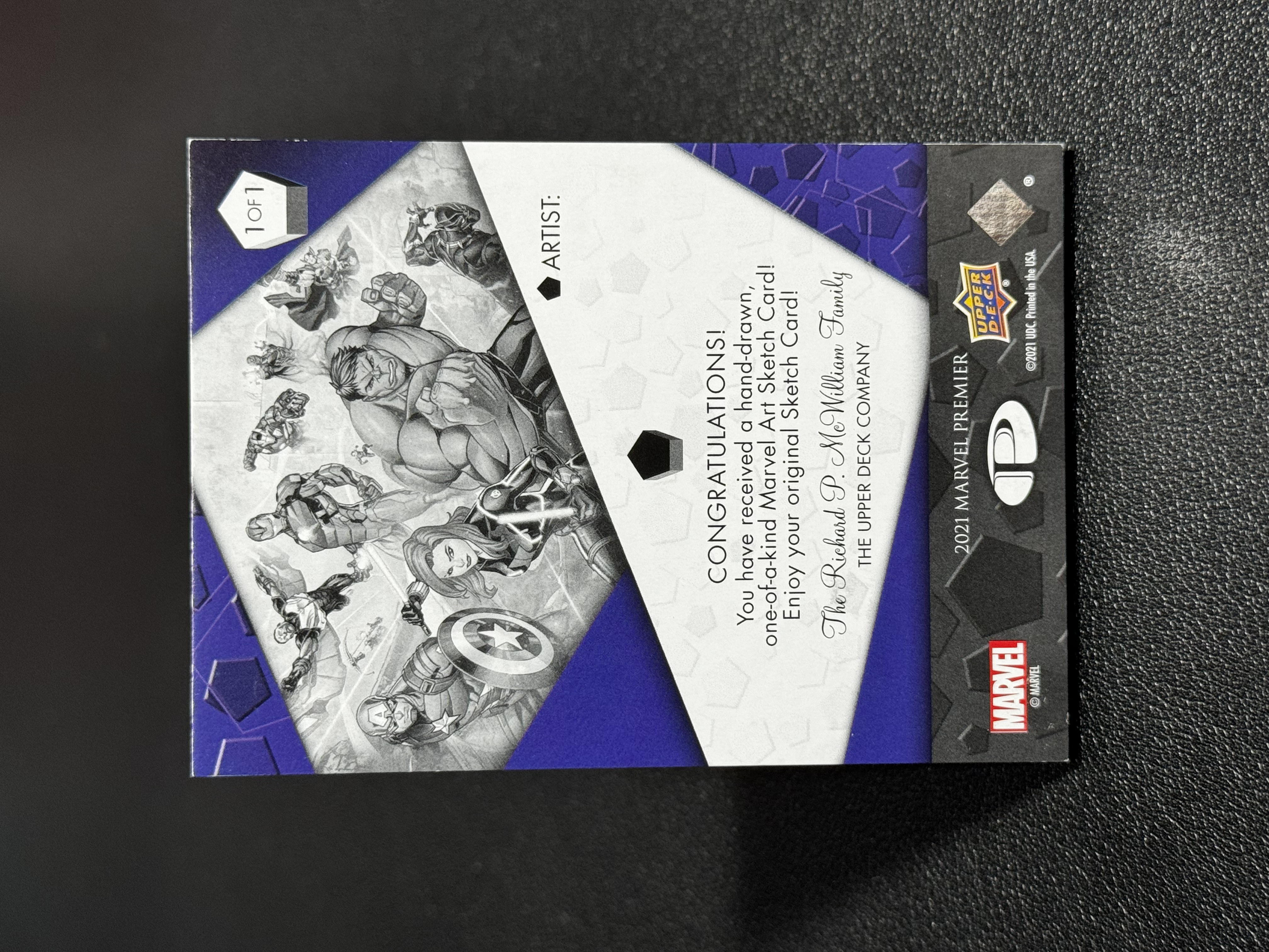 2021 Upper Deck Marvel (MCU) Premier 漫威 大铁盒 P盒 高端系列 AP 手绘卡 1/1 1OF1 空白底卡 ARTIST SKETCH CARD LWLP