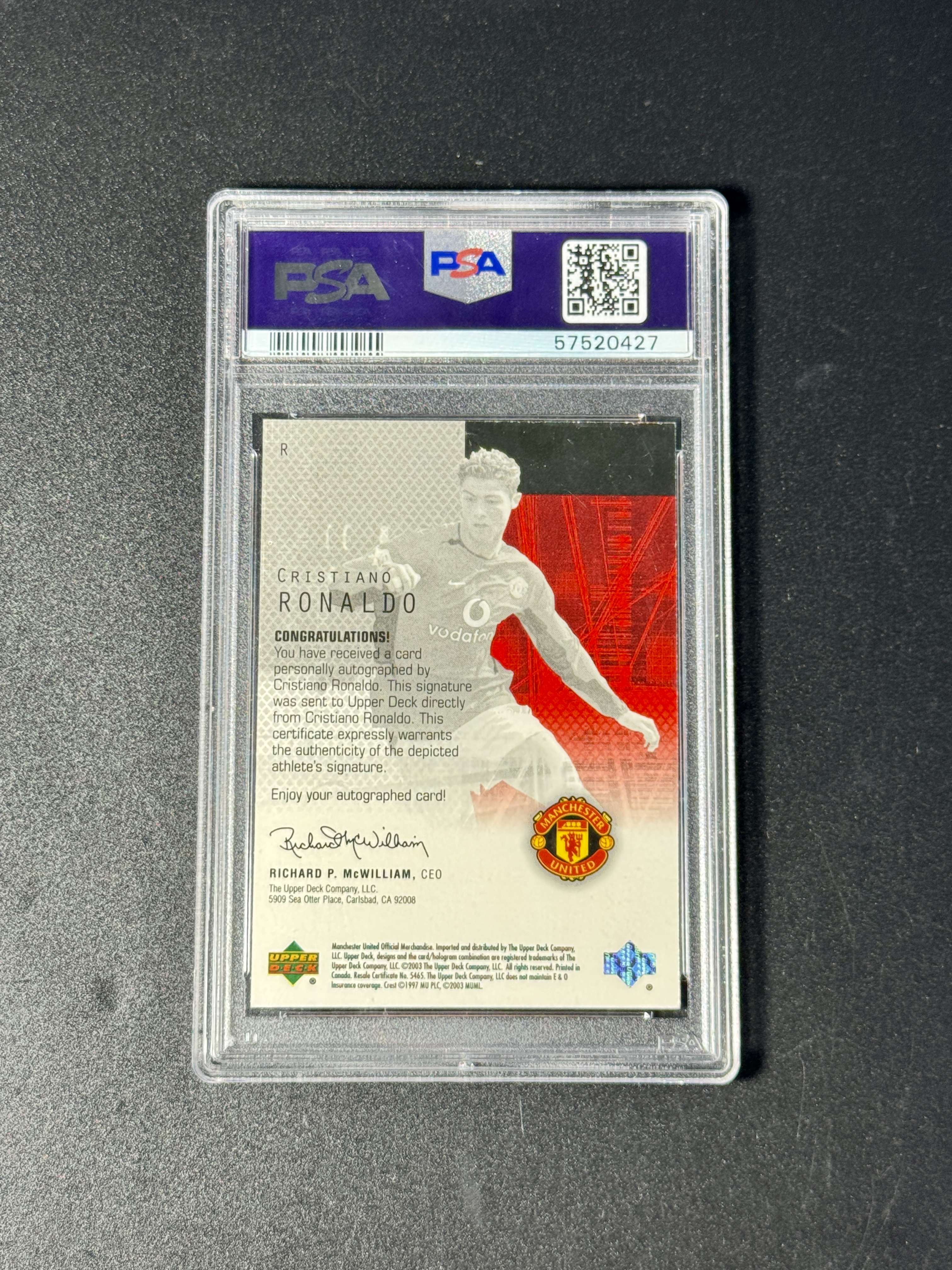 【喷子拍卖】2003-04 UD Manchester Cristiano Ronaldo 曼联 罗纳尔多 C罗 RC 新秀 签字 39编 主队红版 大hit卡 顶级神卡难得一见 C罗已经不签了 PSA7.5 最高分POP1 NU88
