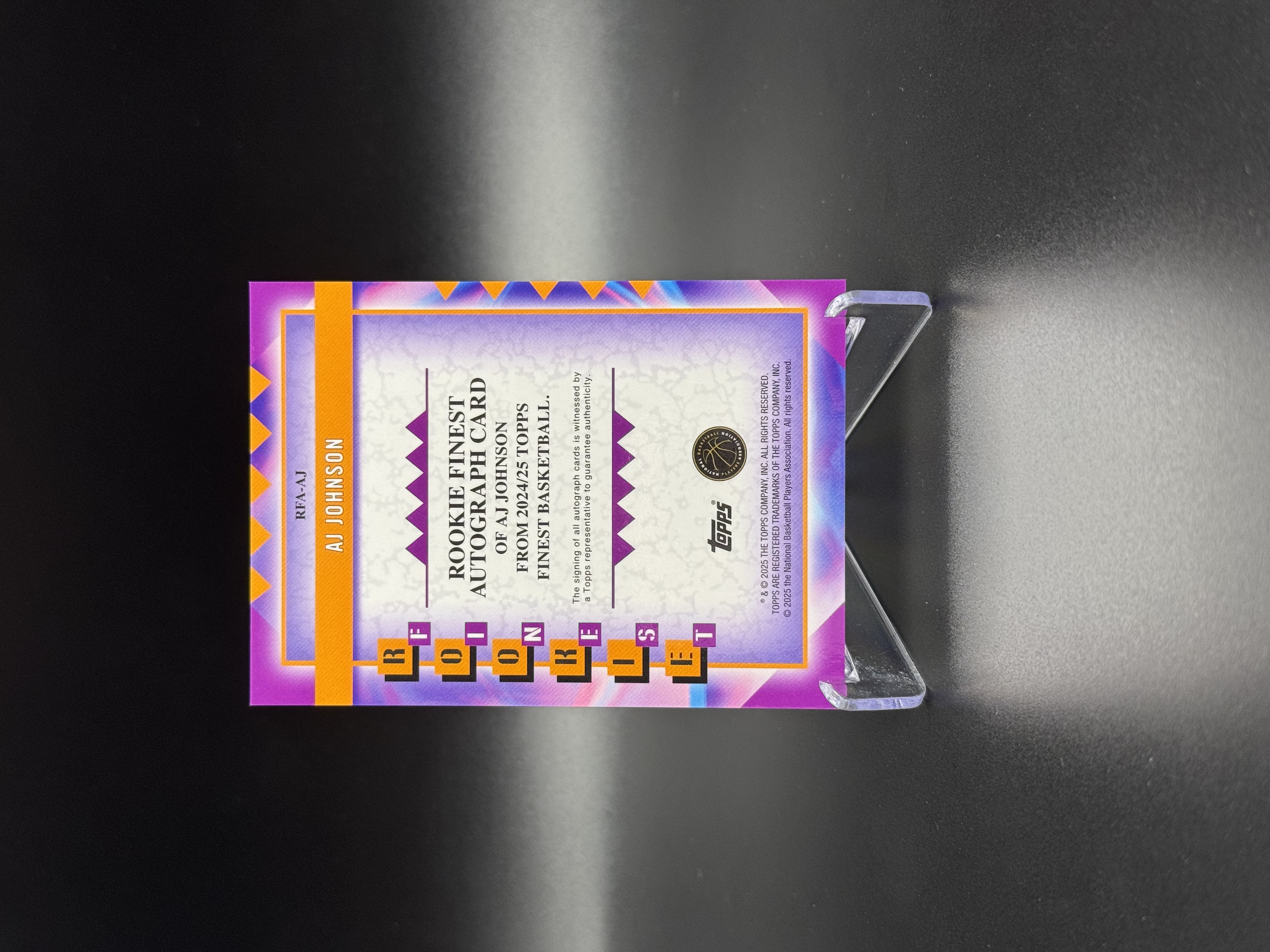 2024-25 Topps Finest AJ Johnson RC 【鲨鱼辣椒 免费代拍】新秀RC AJ 约翰逊 华盛顿奇才 新秀签字 银折 近期大热 专收必备 收藏必备#Tzy