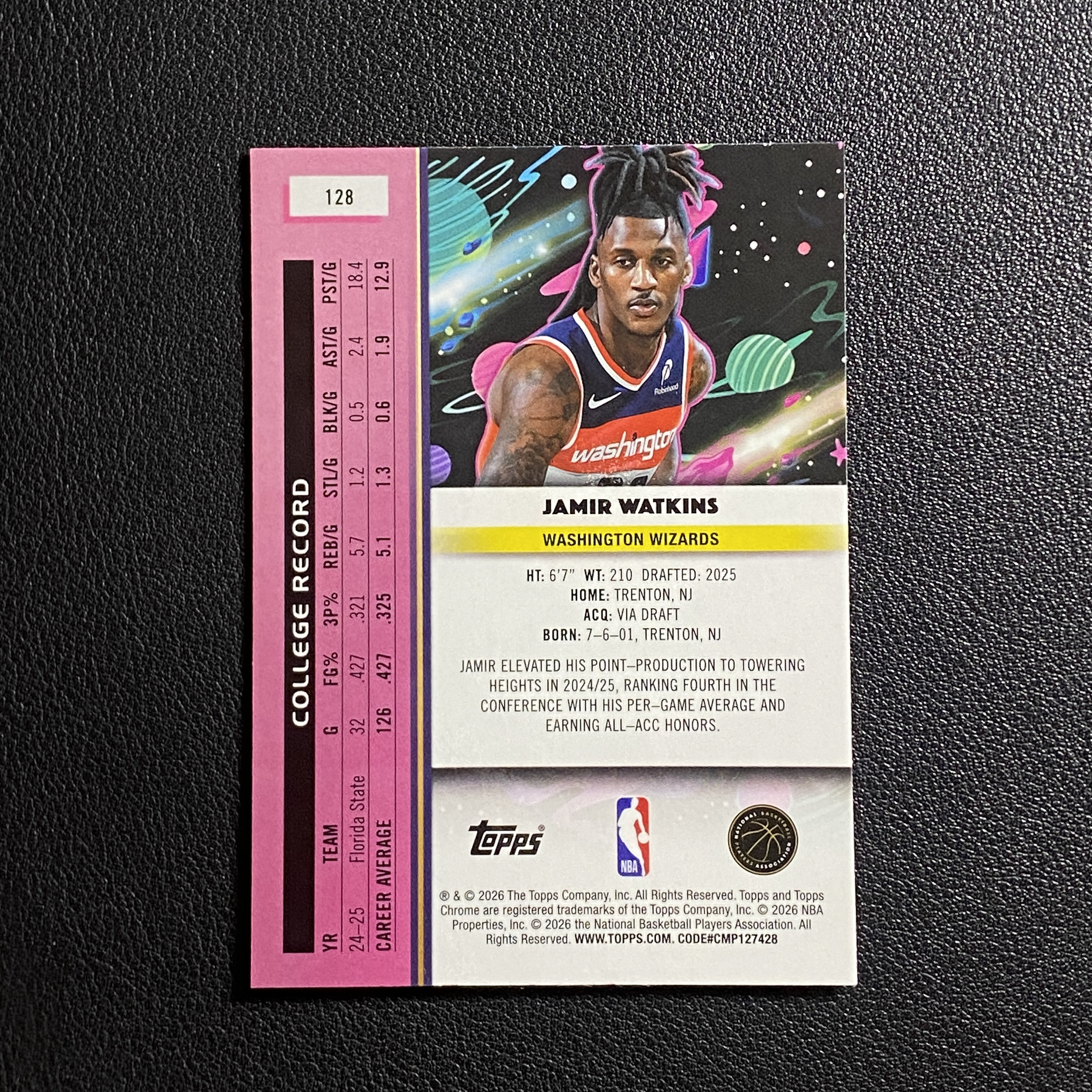 【伦子】2026 TOPPS CHROME COSMIC 宇宙 RC 新秀 奇才 JAMIR WATKINS 沃特金斯 150编 蓝熔岩折 正base 瑕疵见图 SAMM-17