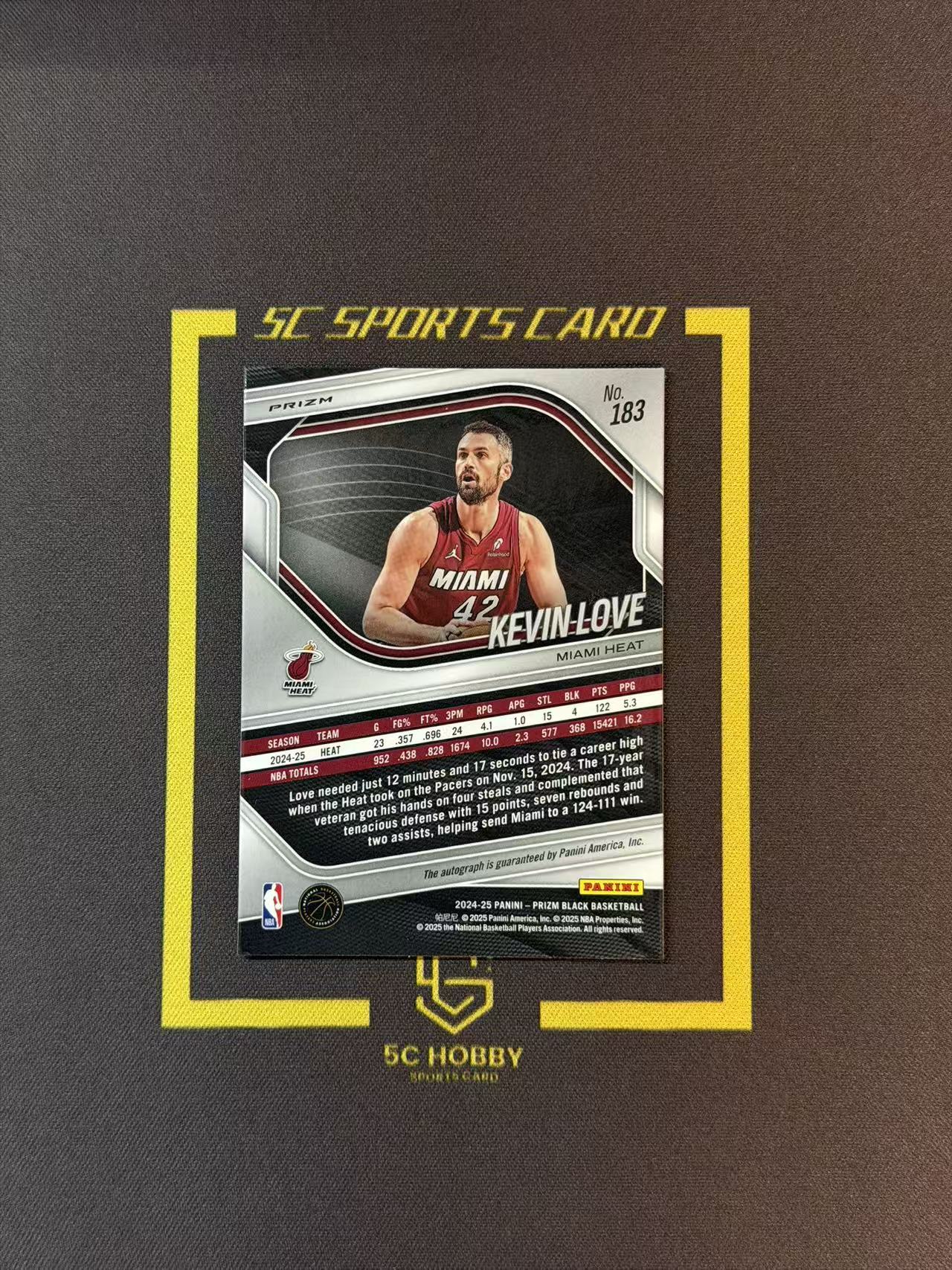 2024-25 Panini Prizm Black Kevin Love 凯文乐福 迈阿密热火 银折 签字【零壹小卡】wn