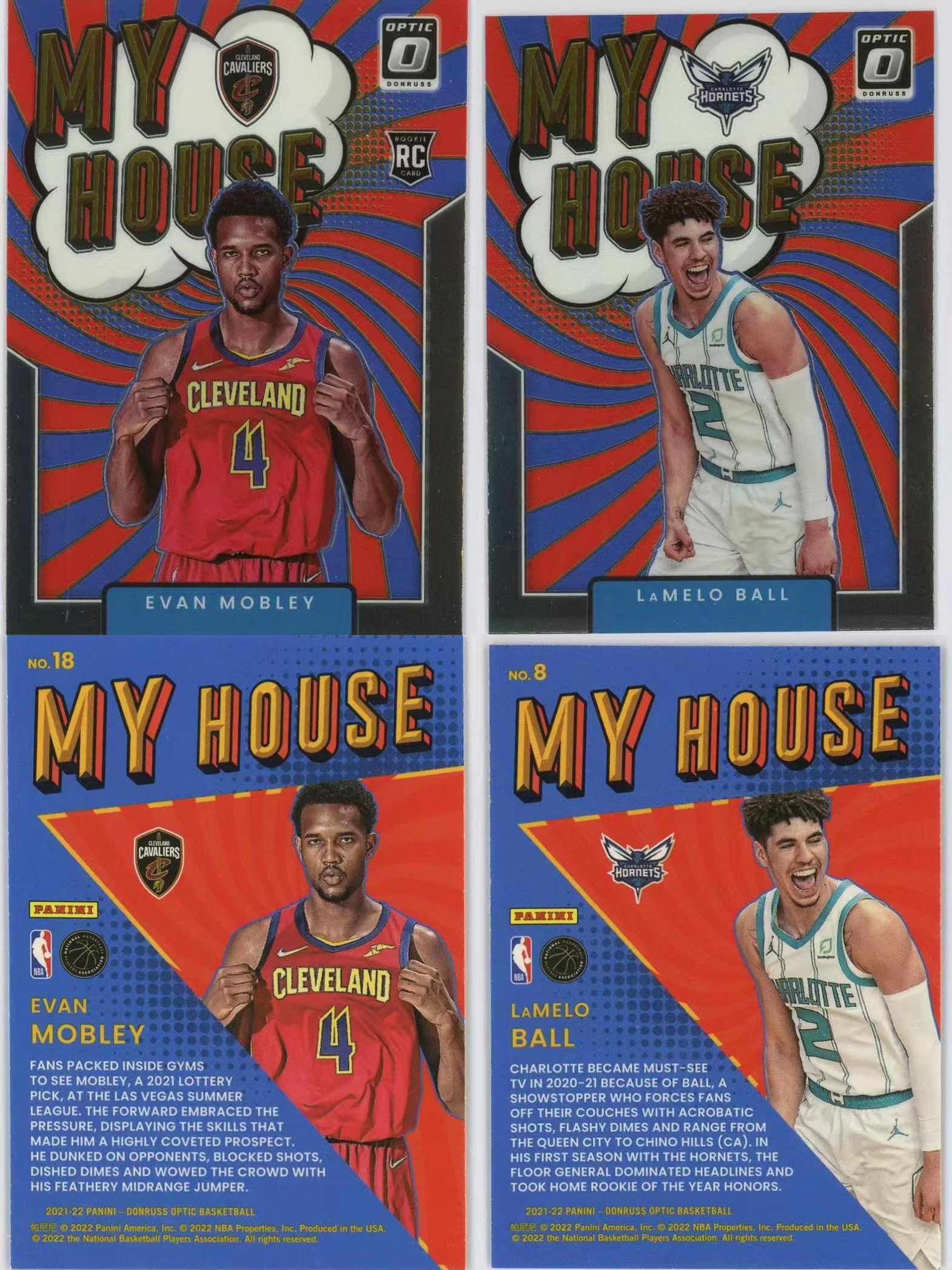 2021-22 Panini Optic Evan Mobley RC 拉梅洛鲍尔 埃文莫布利 新秀 My House 特卡 lot 2张打包 卡品如图 0KM4
