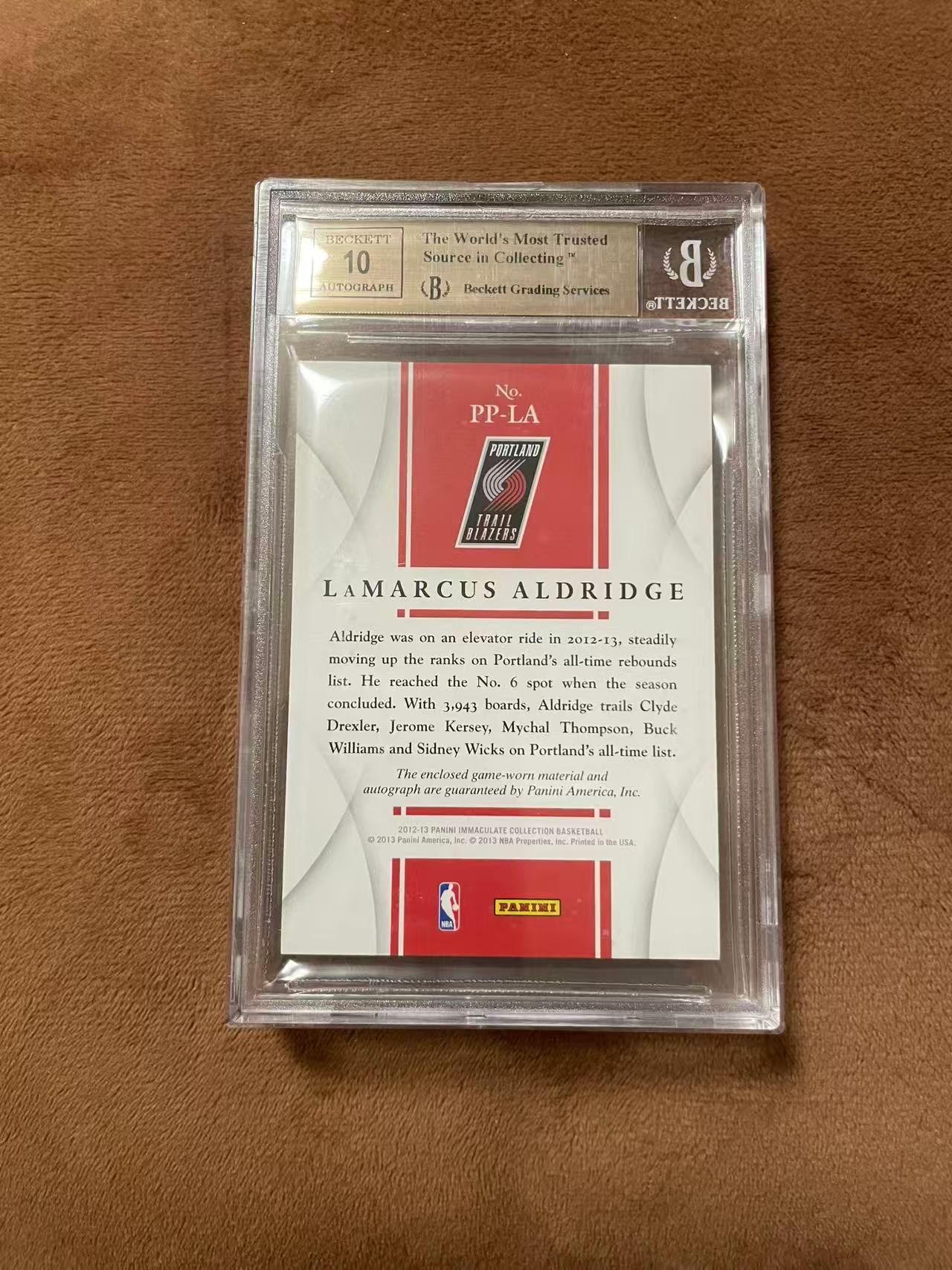 2012-13 Panini Immaculate LaMarcus Aldridge 爱咪咪imm 开拓者 阿尔德里奇 阿德 PPA 卡签 背号 25编 暴力切割 GU落场 BGS9.5金标 【z】