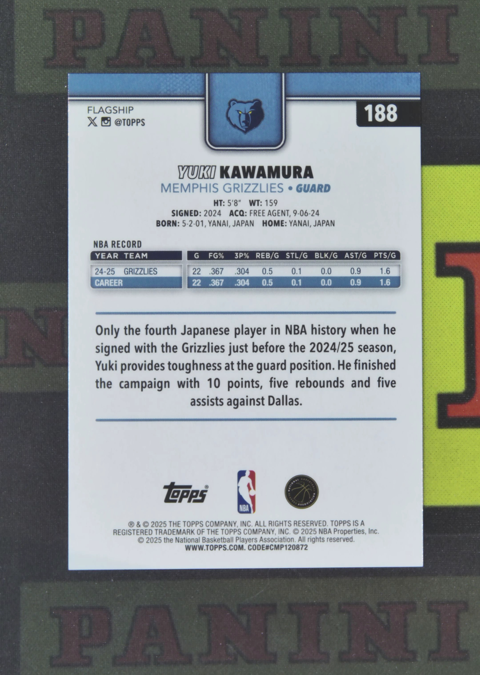 2025-26 Topps Flagship Yuki Kawamura Nirvana Project 河村永辉 灰熊 07/25 橙折 折射 卡品如图 收藏必备 吴¥