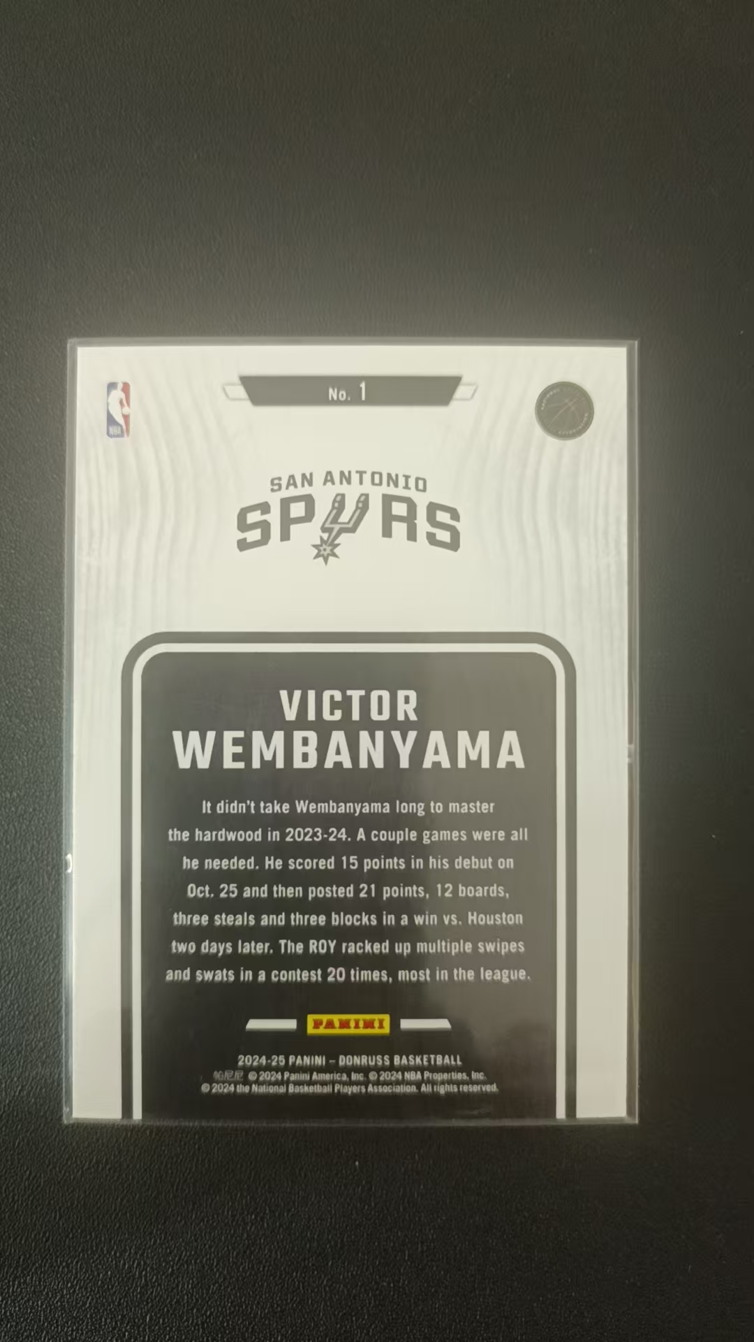 2024-25 Panini Donruss Victor Wembanyama #1 马刺 斑马 维克托 文班亚马 杜蕾斯