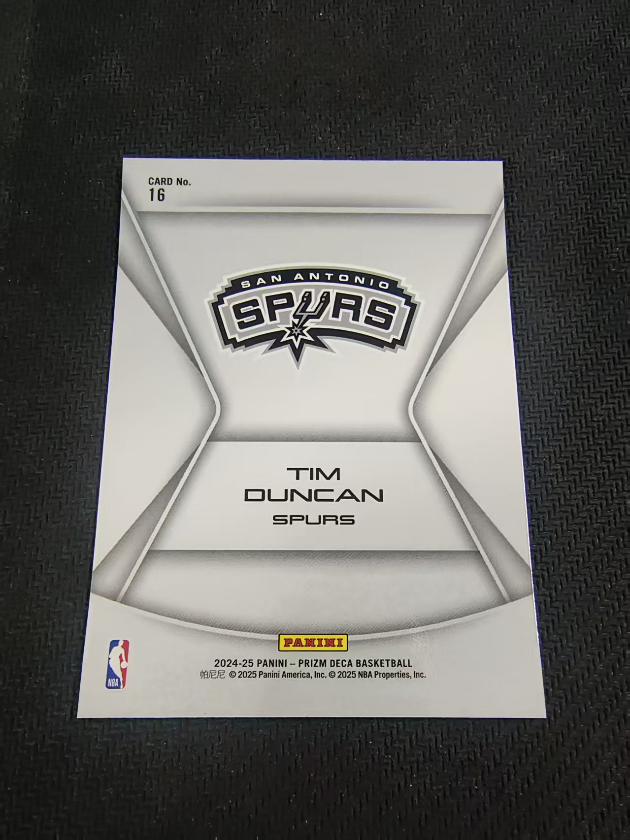 【可合并,不累计】2024-25 Panini PRIZM DECA Tim Duncan pz 复刻 邓肯 马刺 特卡 划痕 边角瑕疵 #16