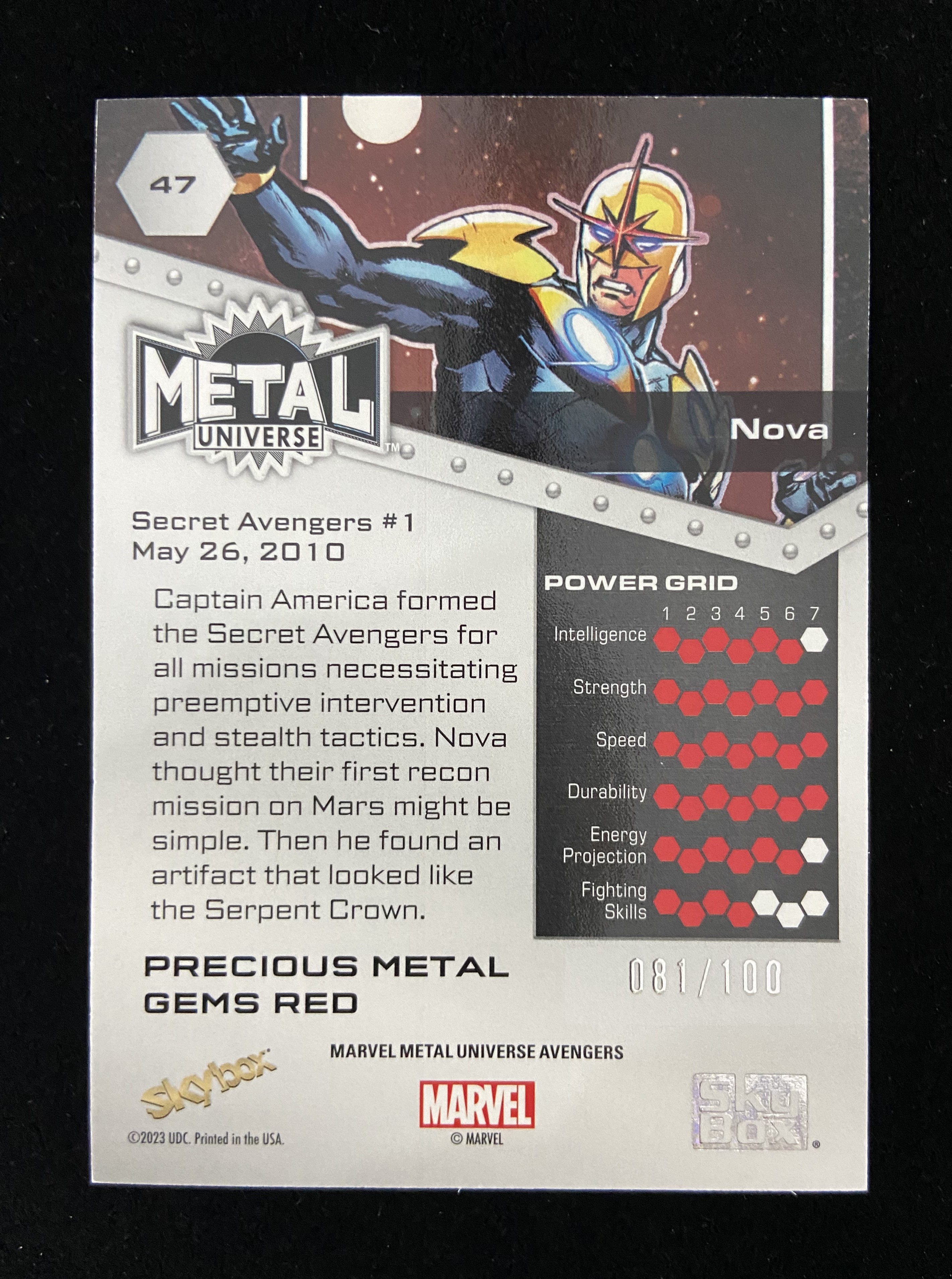 【口袋卡牌】2023 Skybox Marvel Metal Universe Nova 新星 复联 折射 金属 红宝石 漫威 PMG MCU 100编 实卡精美 收藏必备 03 Ayan