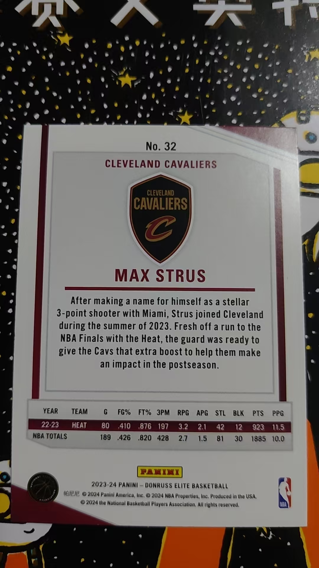 2023-24 Panini ELITE Max Strus 马克斯 斯特鲁斯 骑士队 红折 折射 硬通货 卡品精美 凑套必备 收藏必备