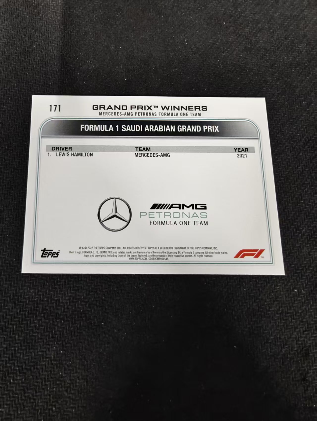 2022 Topps Chrome F1 Lewis Hamilton 刘易斯 汉密尔顿 AMG梅赛德斯奔驰 划痕 边角瑕疵 @171