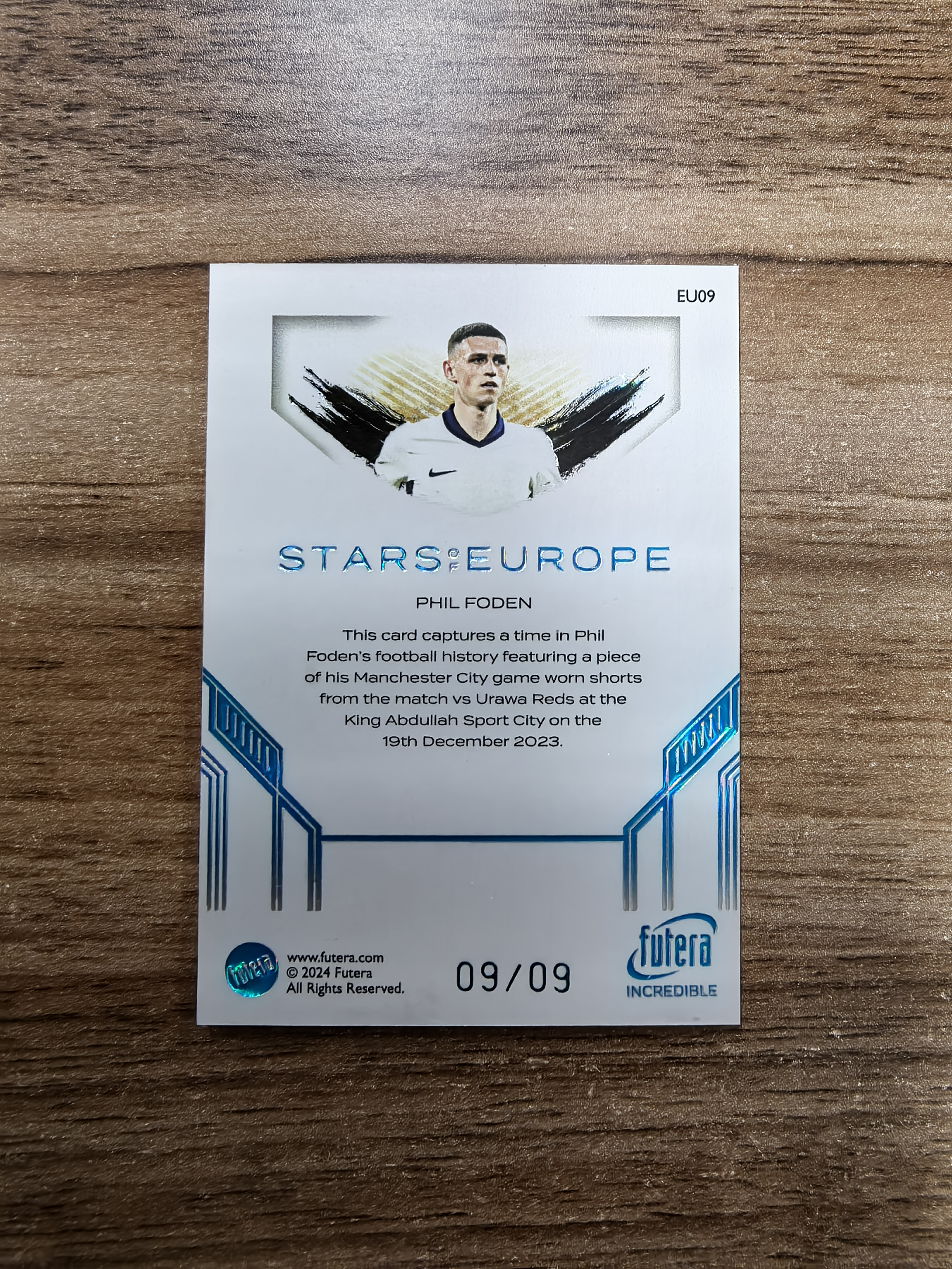 2024-25 Futera Futera Unique Phil Foden 福特拉 曼城 菲尔福登 STARS OF EUROPE 09/09编 球衣物料 卡品如图 收藏必入 流浪