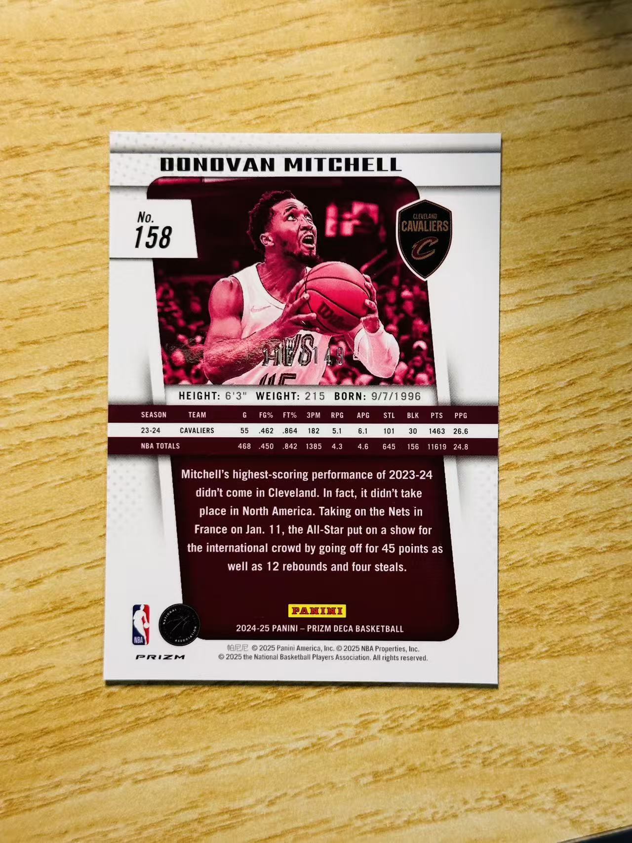 2024-25 Panini Prizm Donovan Mitchell 嘿嘿代卖 DECA 多诺万 米切尔 蓝折 149编 骑士 收藏必备