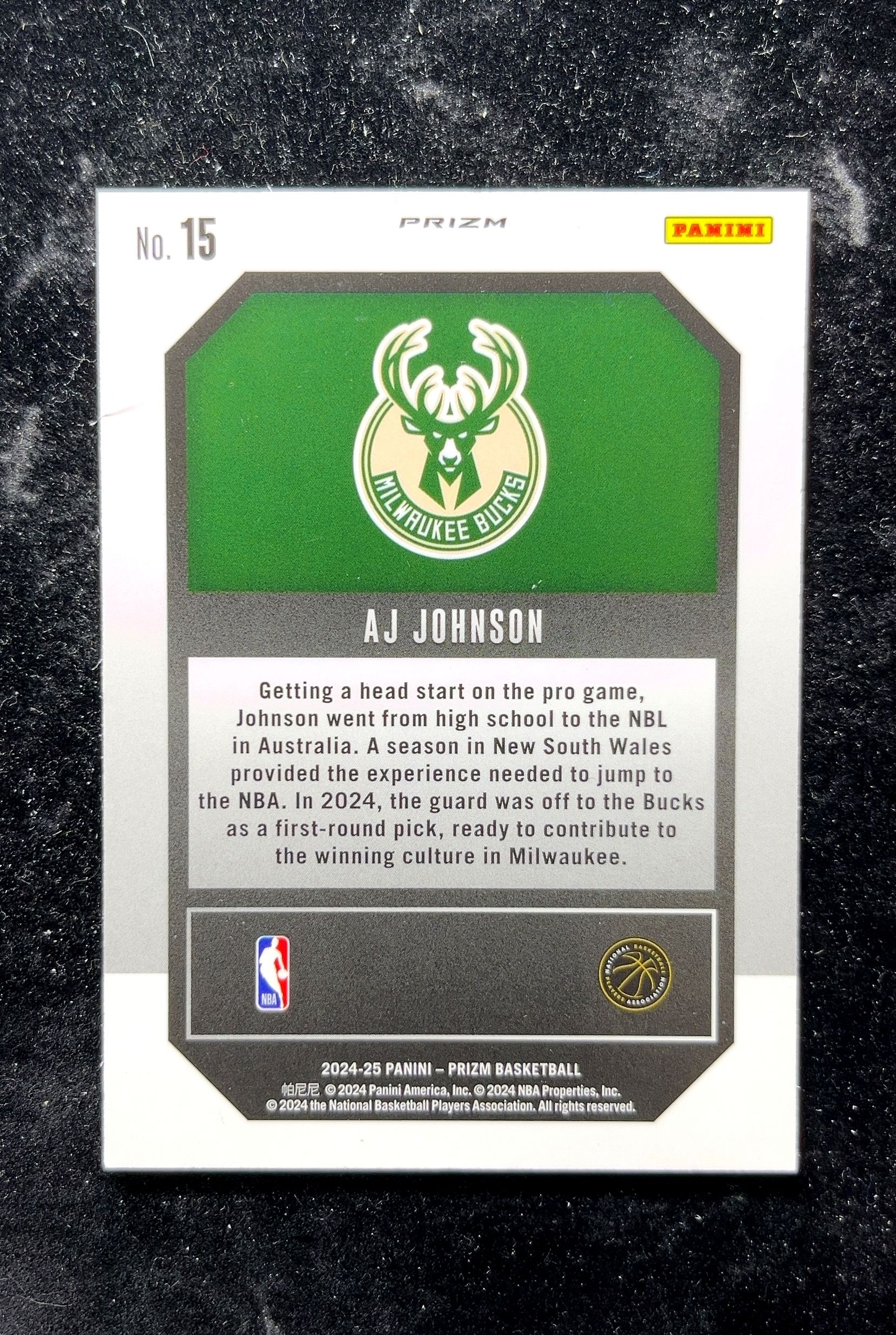 【小白1%代卖】2024 Panini Prizm Emergent 新兴 AJ Johnson 约翰逊 银折 折射 新秀 RC 卡品如图 高价值 #15 Milwaukee Bucks 0702
