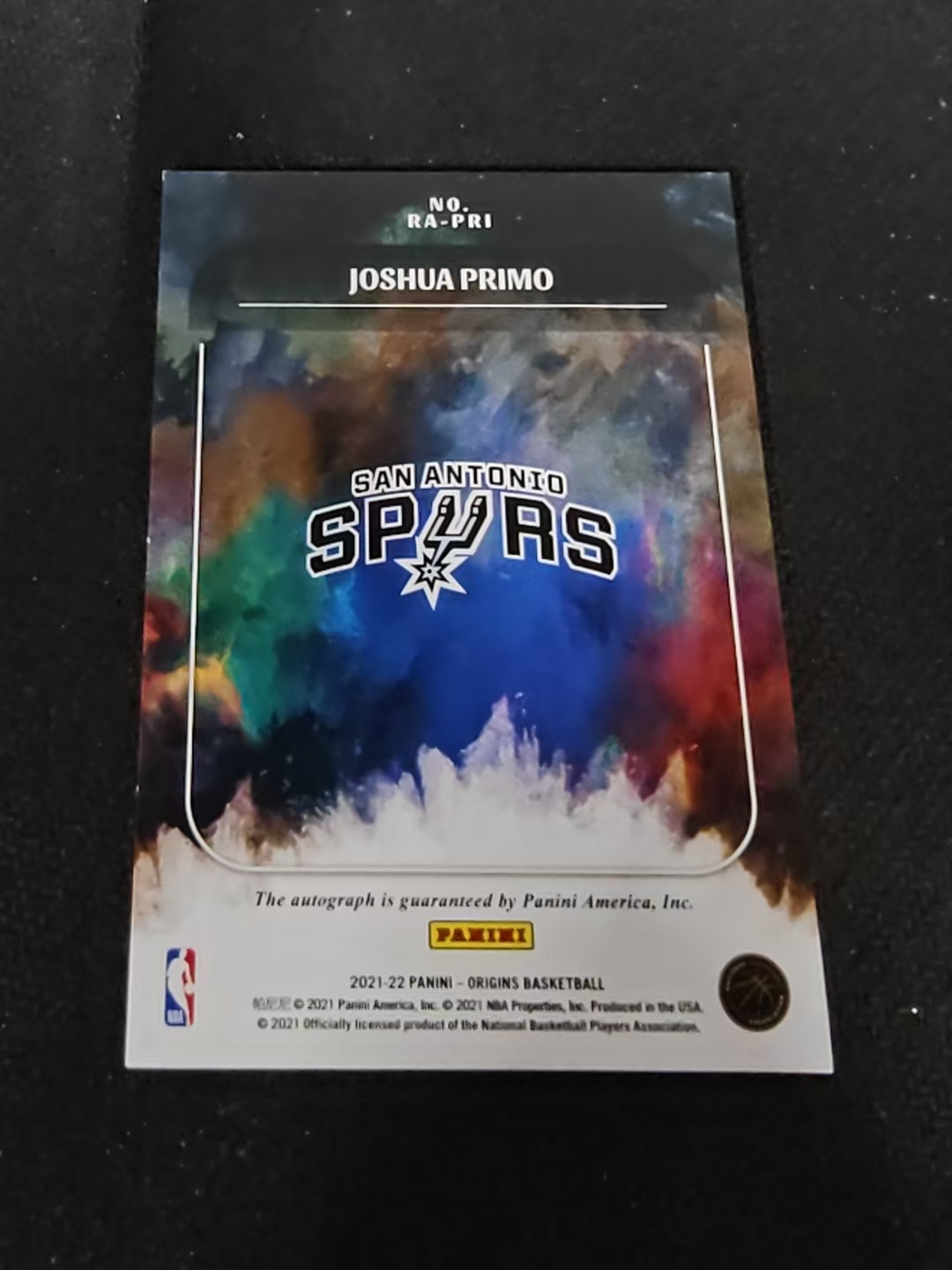 2021-22 Panini Origins Joshua Primo 起源 马刺 新秀RC 约书亚普利莫 签字 卡签 瑕疵如图